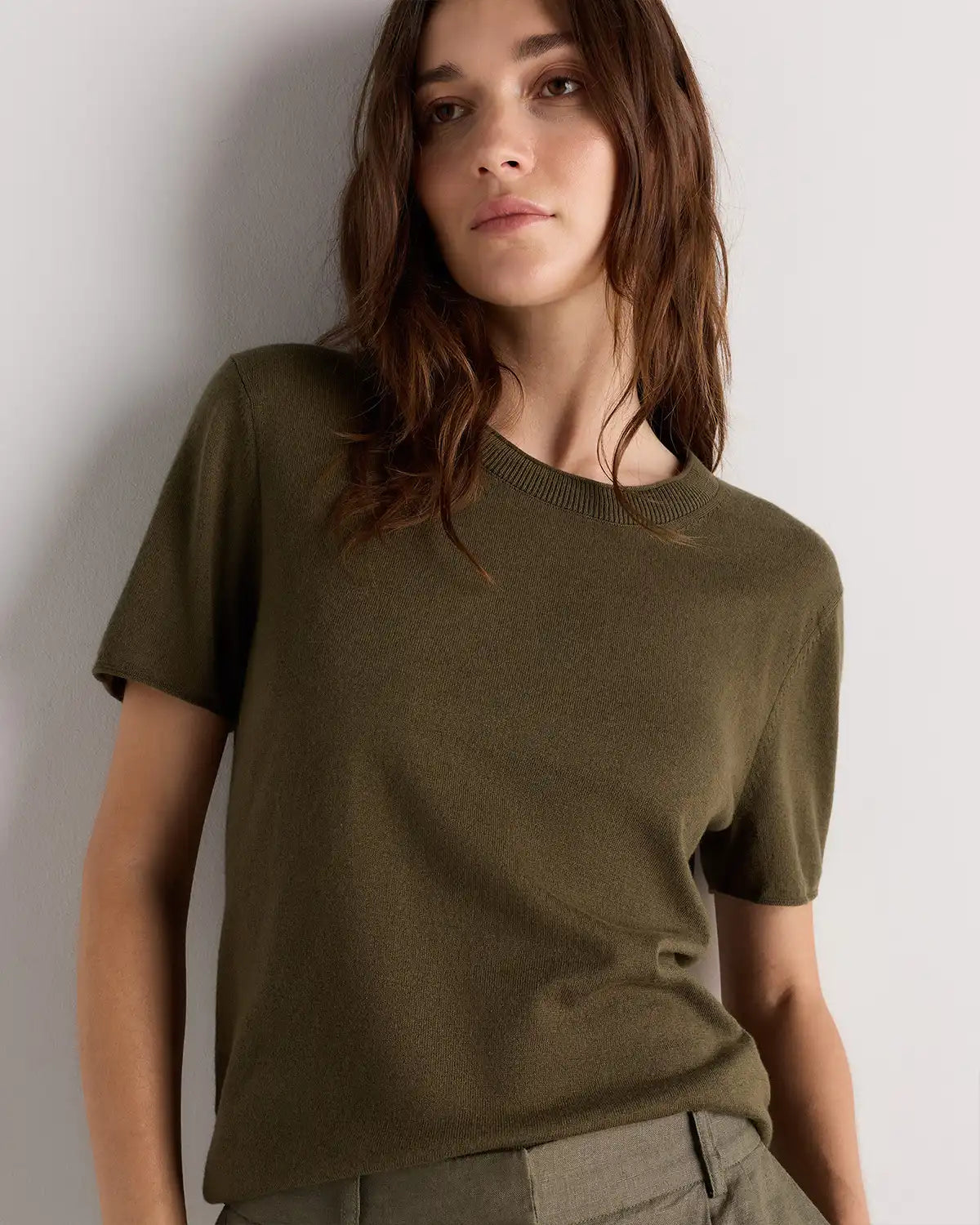 Lightweight Cotton Cashmere Relaxed Sweater Tee