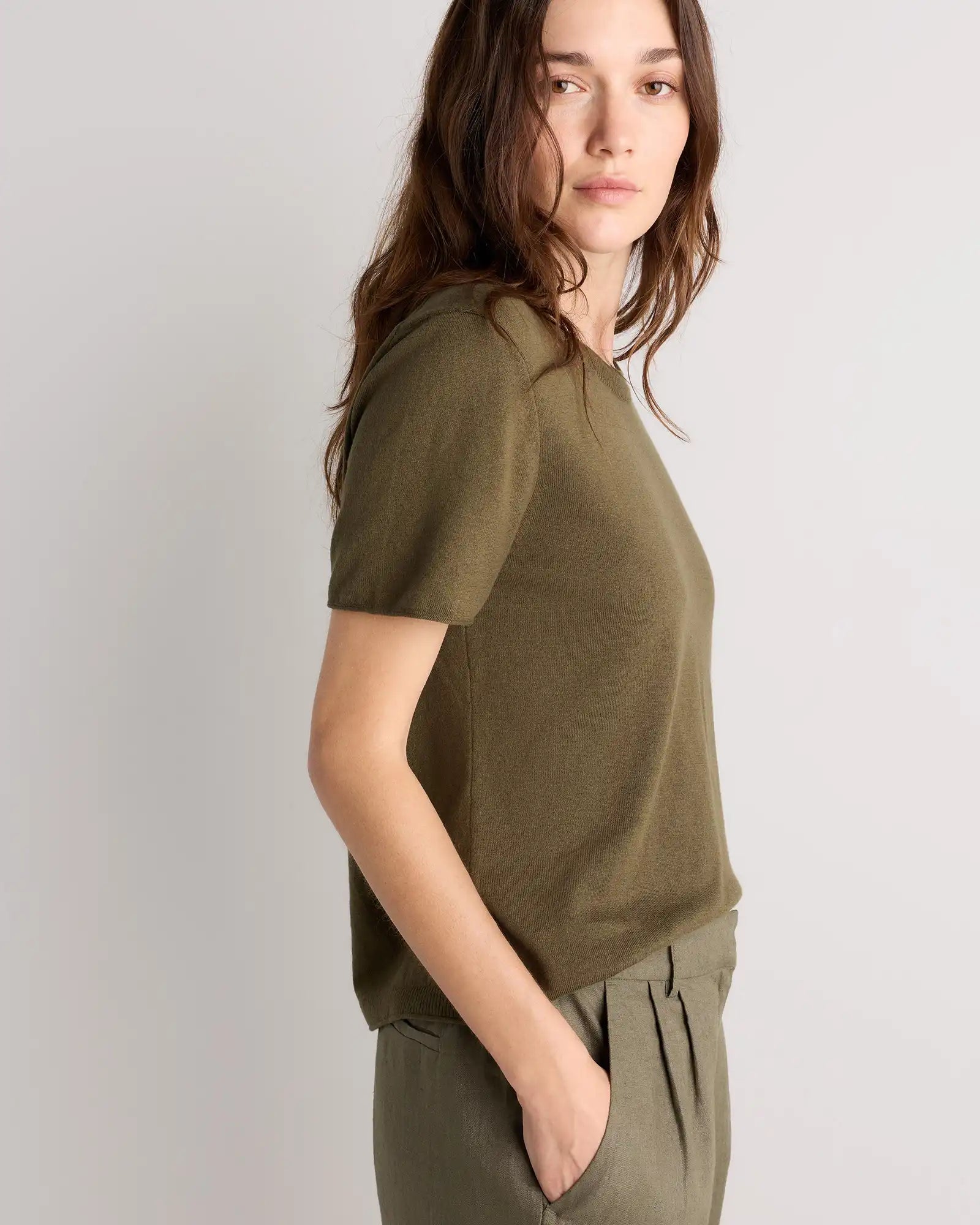 Lightweight Cotton Cashmere Relaxed Sweater Tee