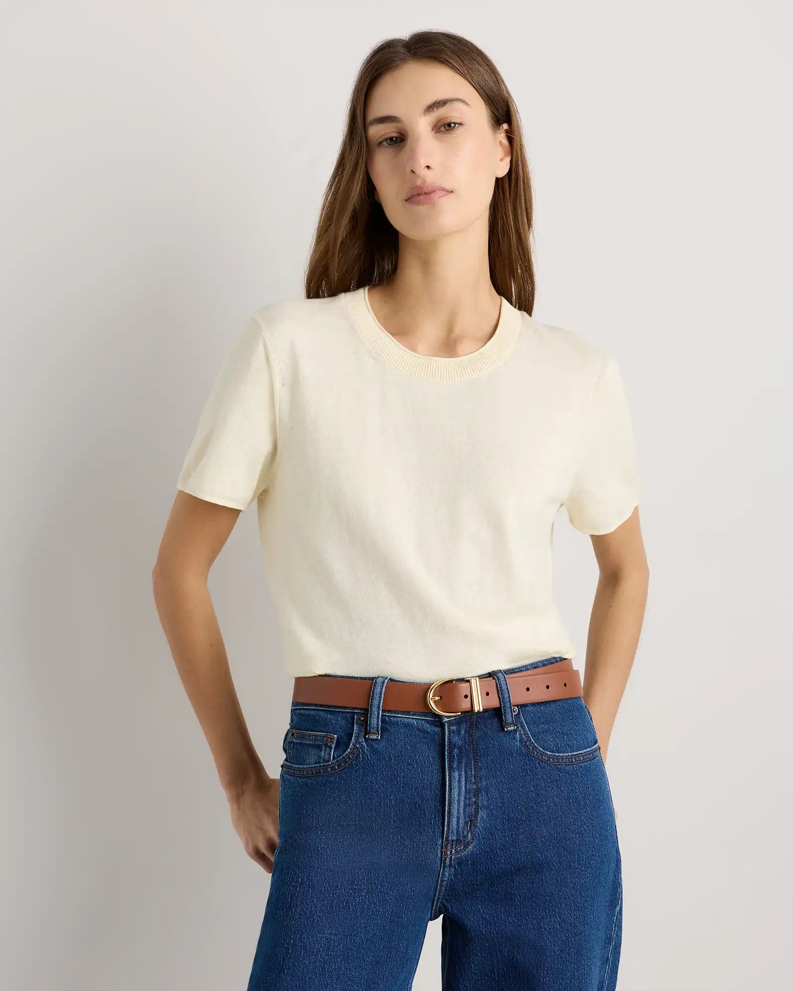 Lightweight Cotton Cashmere Relaxed Sweater Tee