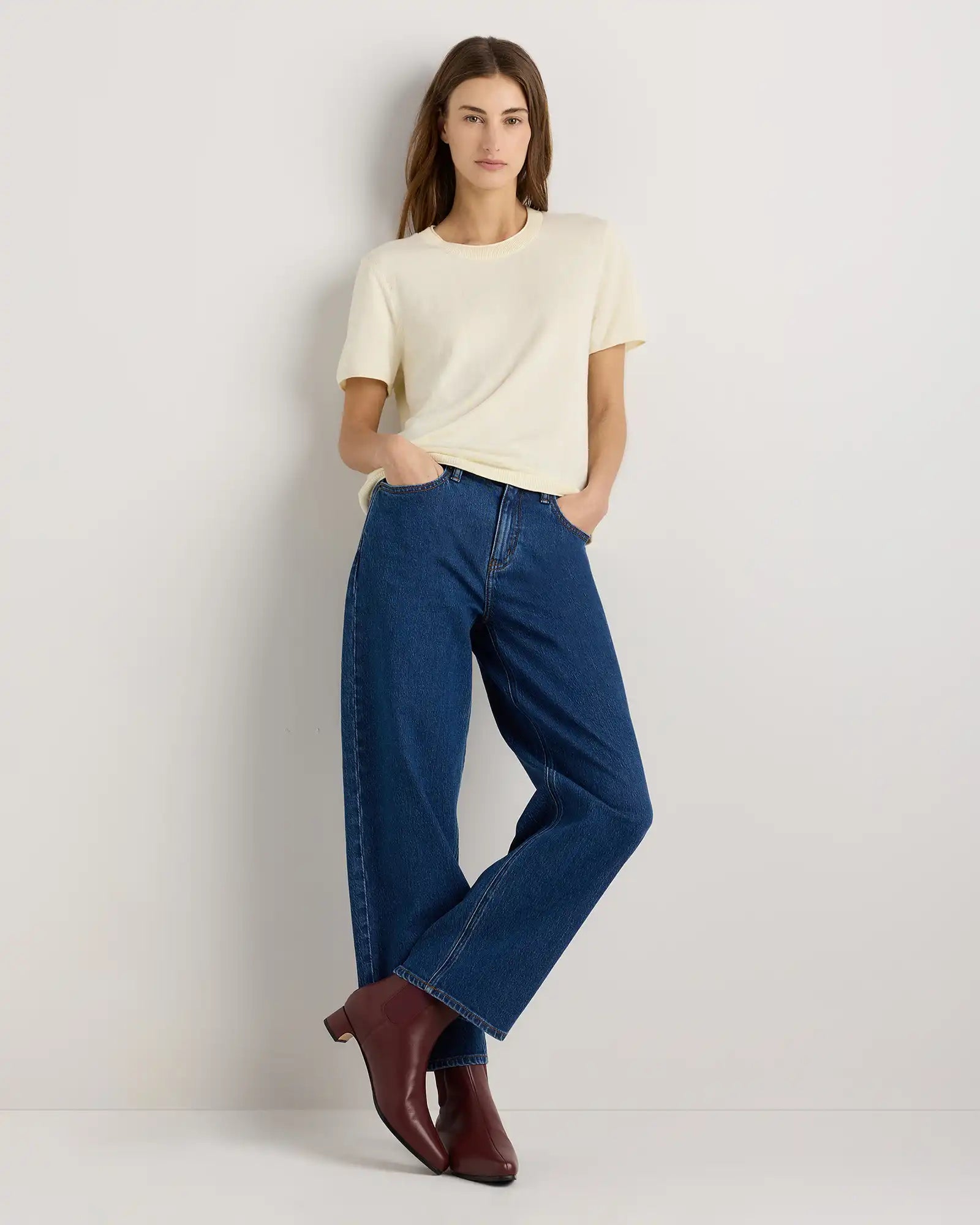 Lightweight Cotton Cashmere Relaxed Sweater Tee