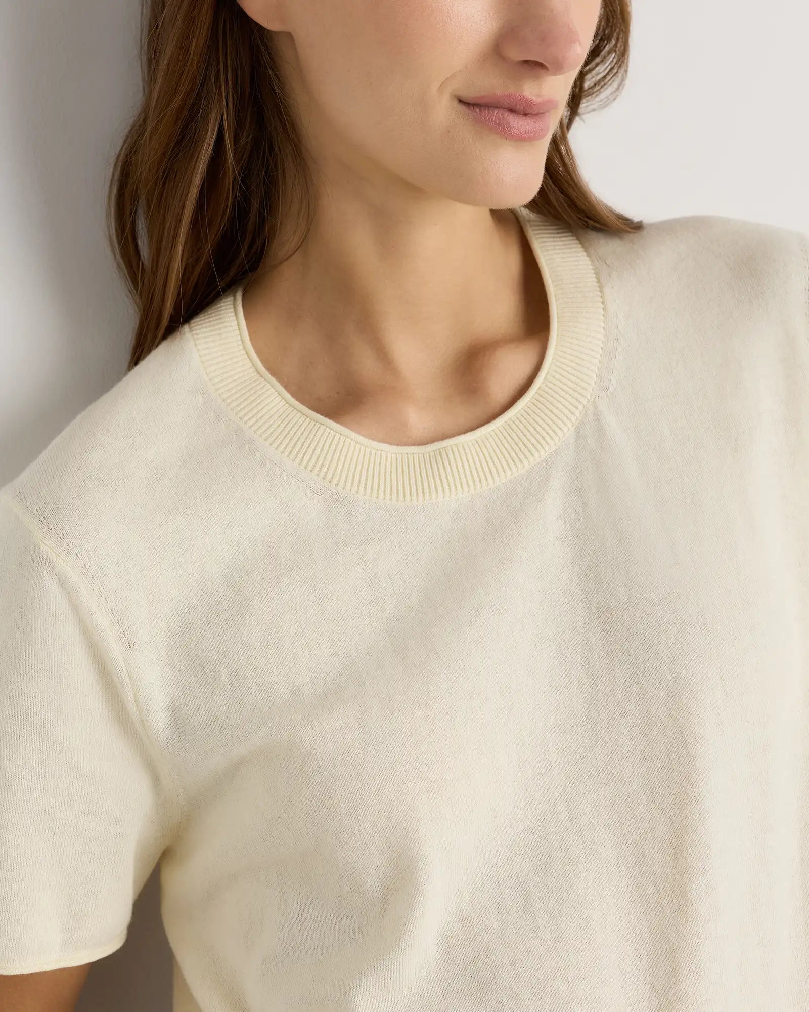 Lightweight Cotton Cashmere Relaxed Sweater Tee