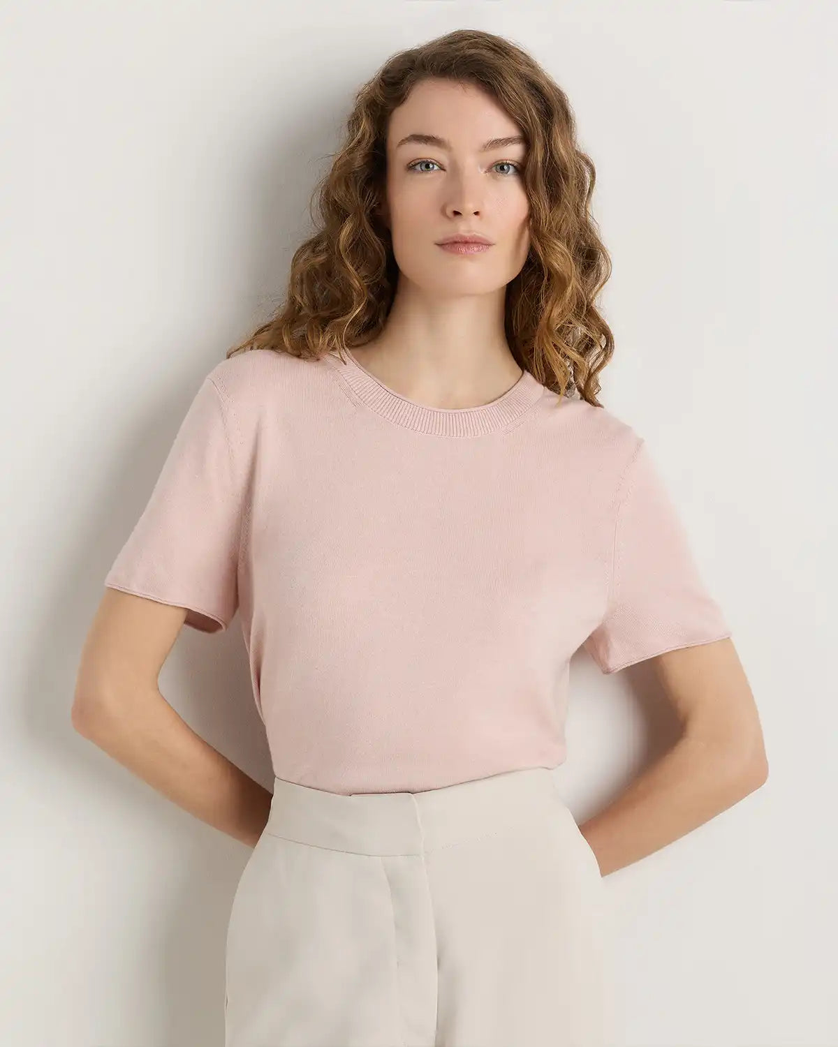 Lightweight Cotton Cashmere Relaxed Sweater Tee