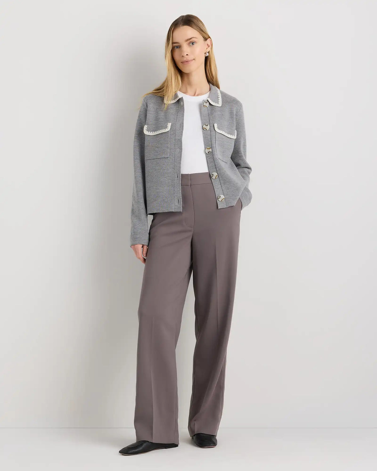Australian Merino Wool Crochet Trim Sweater Jacket
