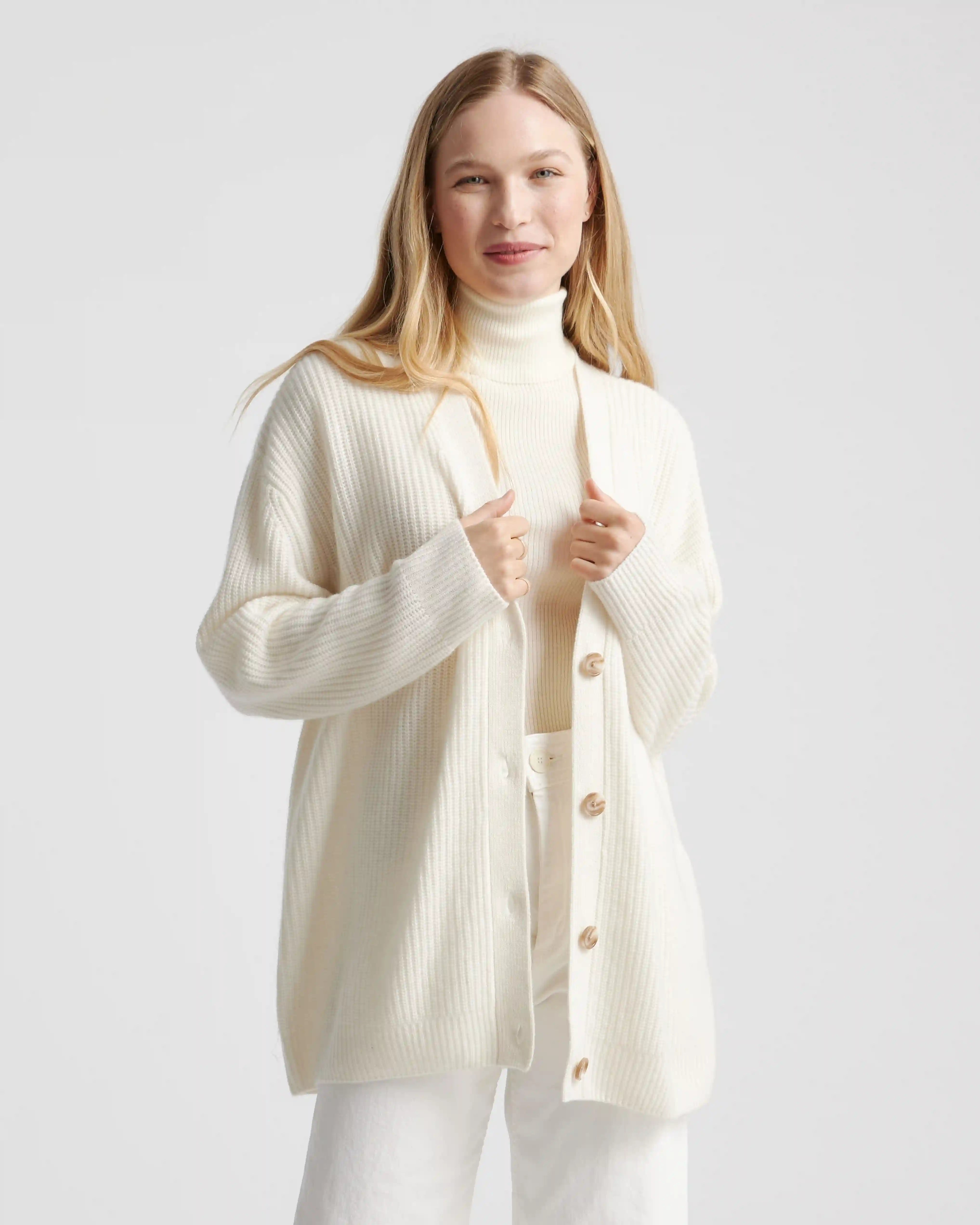 Mongolian Spring Cashmere Oversized Boyfriend Cardigan Sweater