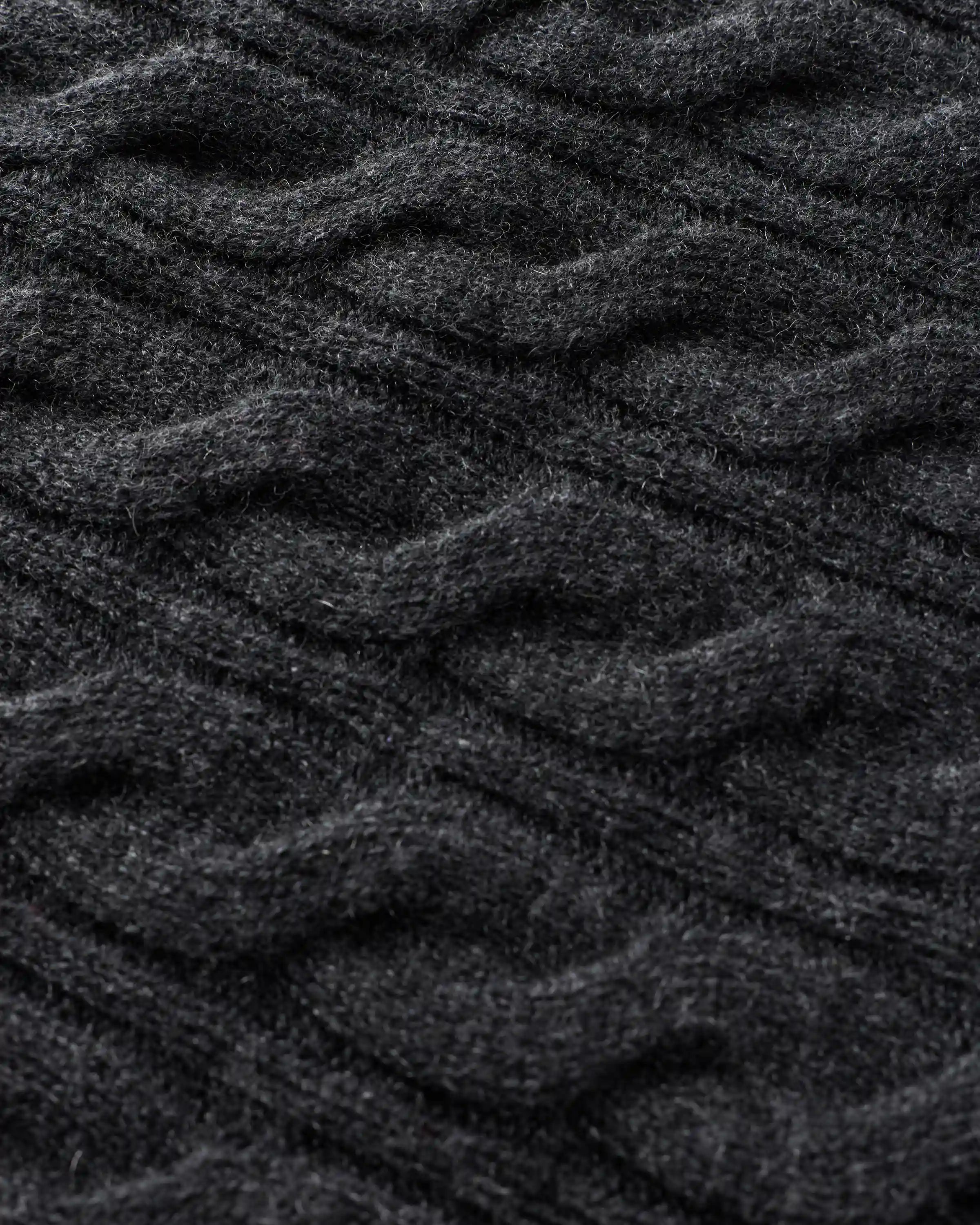 Mongolian Cashmere Shrunken Cable Crewneck Sweater