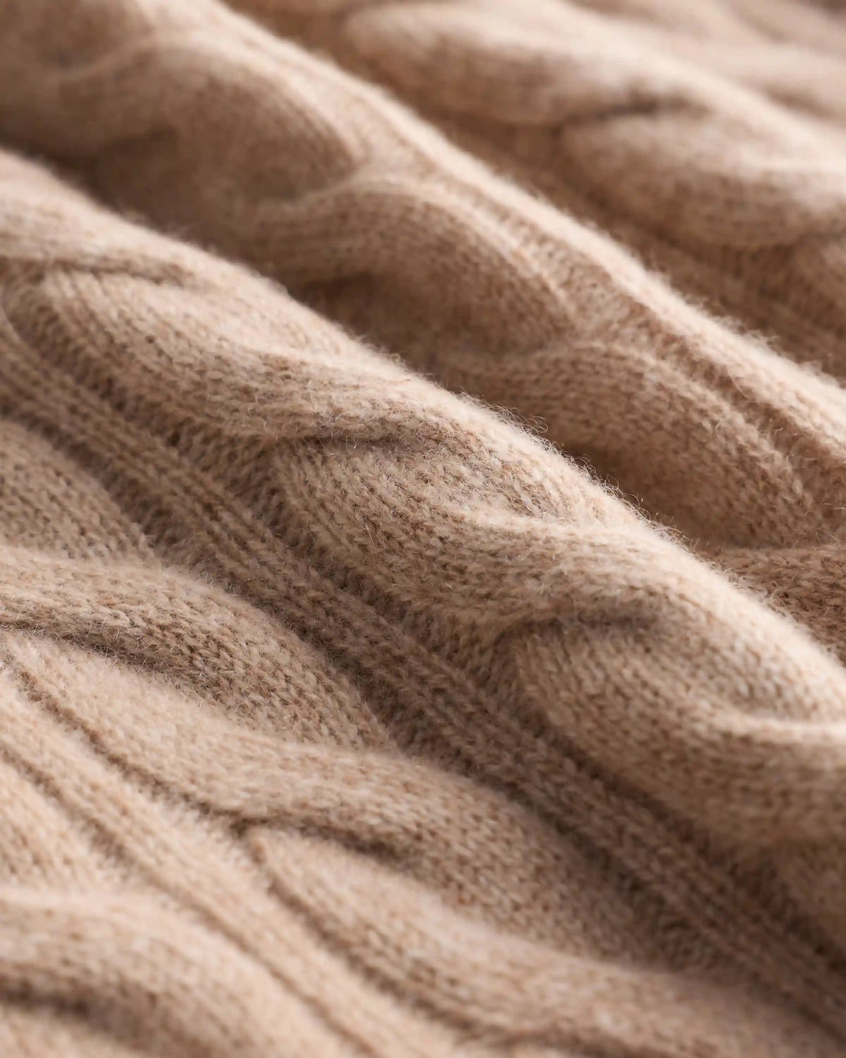 Mongolian Cashmere Shrunken Cable Crewneck Sweater