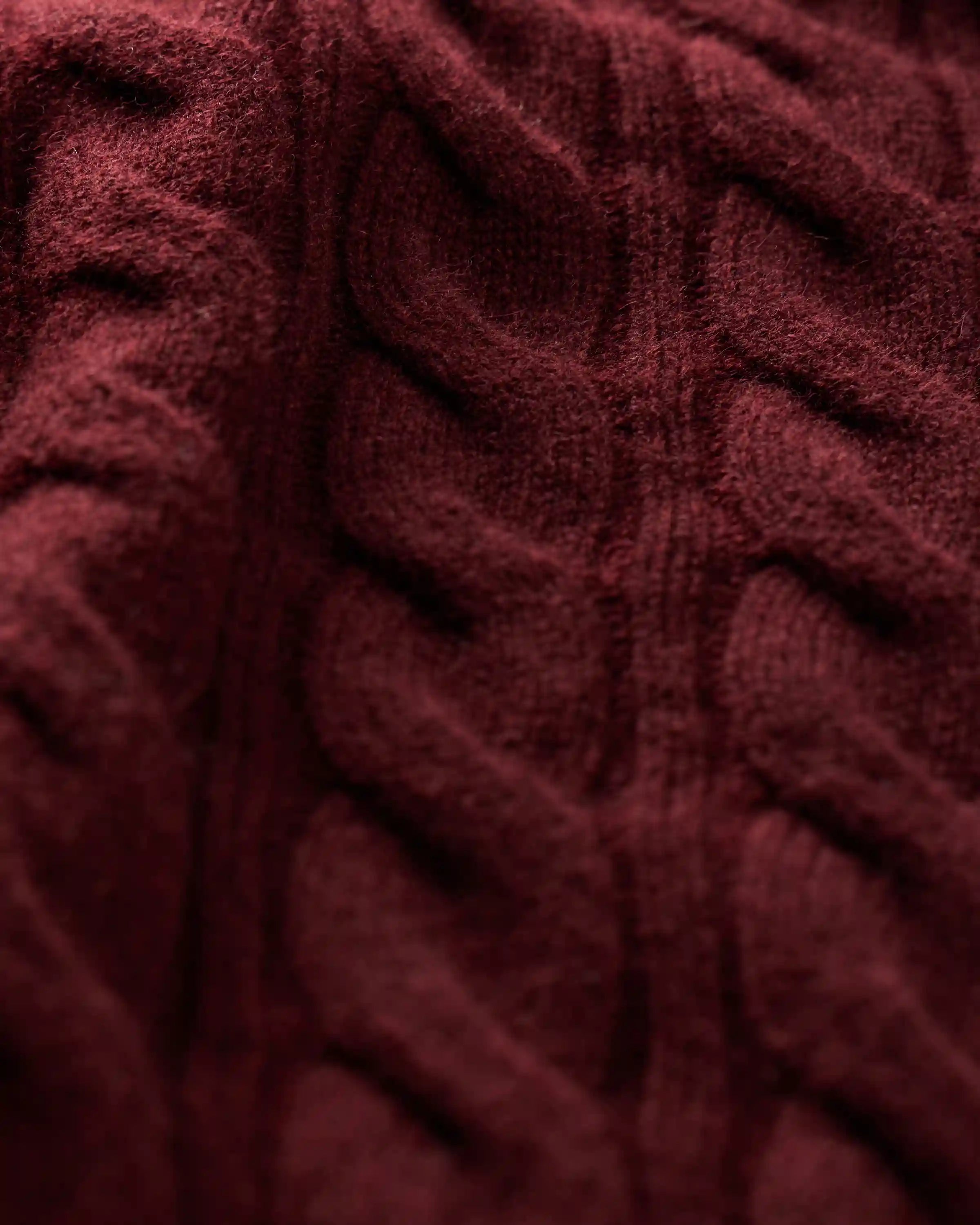 Mongolian Cashmere Shrunken Cable Crewneck Sweater