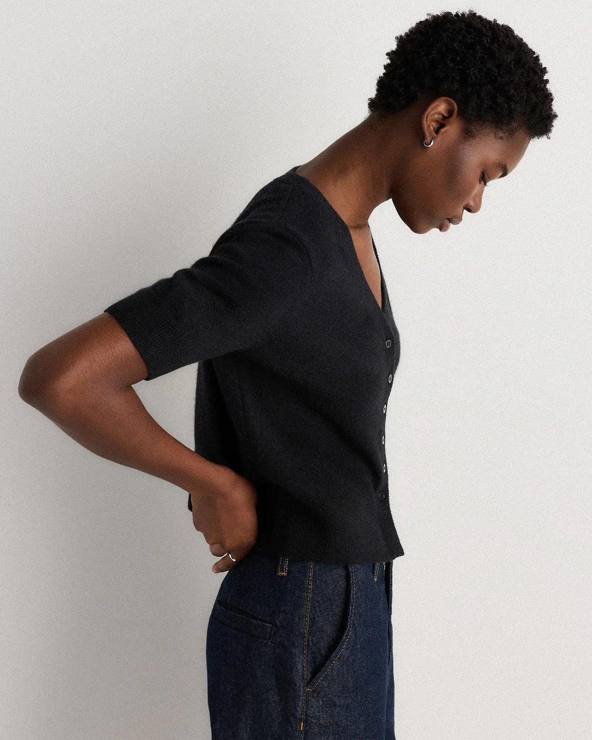 Mongolian Cashmere Short Sleeve Cardigan