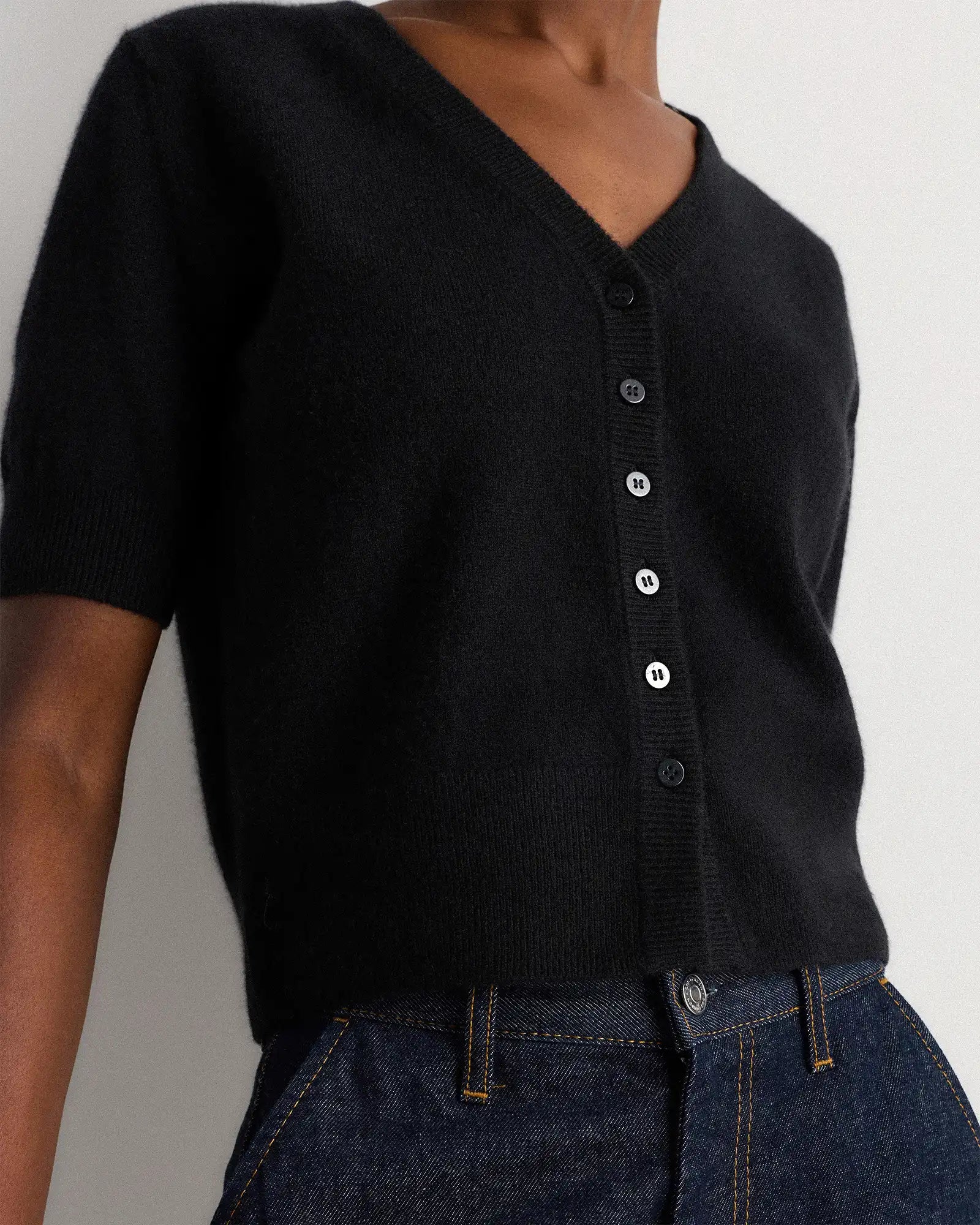 Mongolian Cashmere Short Sleeve Cardigan