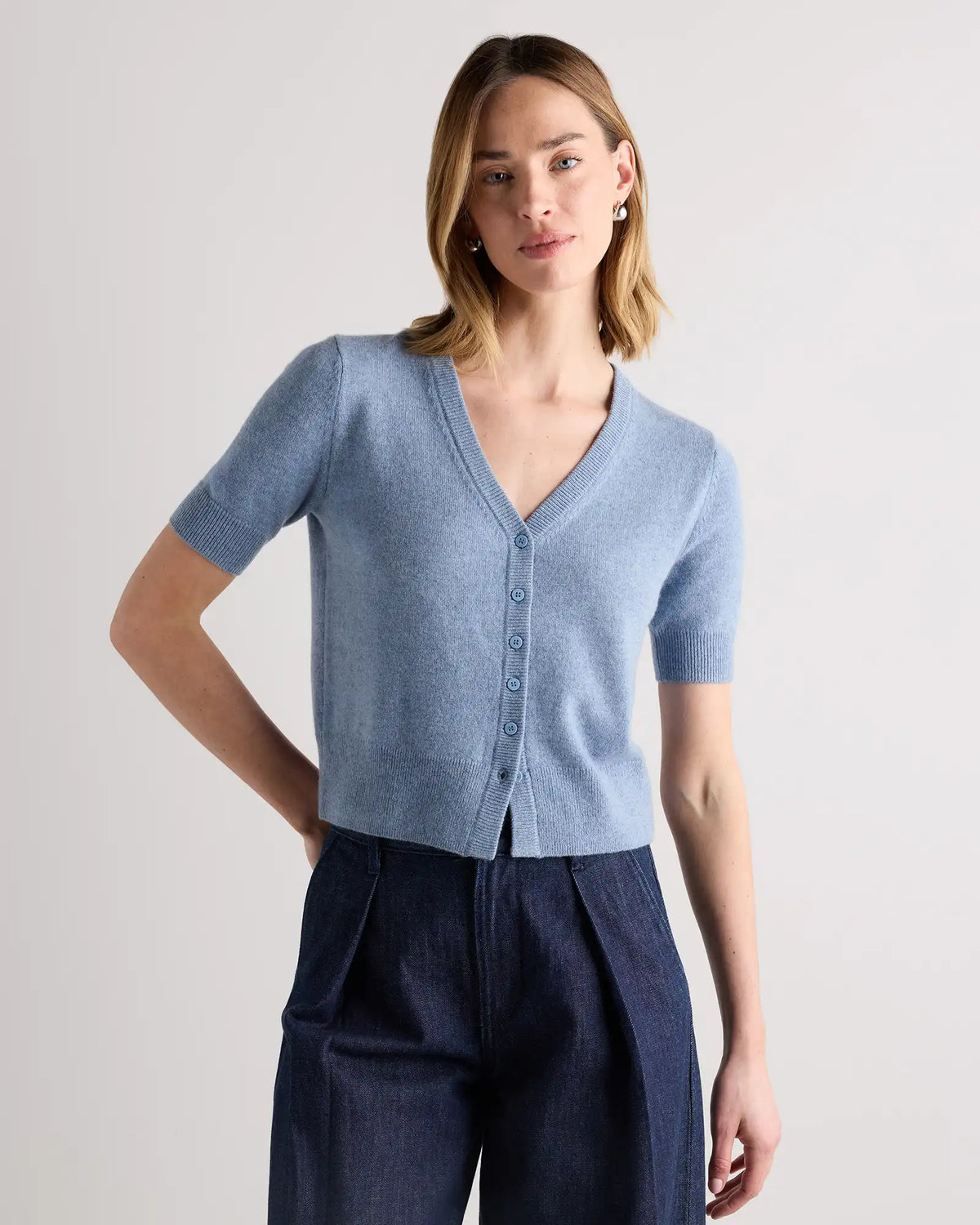 Mongolian Cashmere Short Sleeve Cardigan