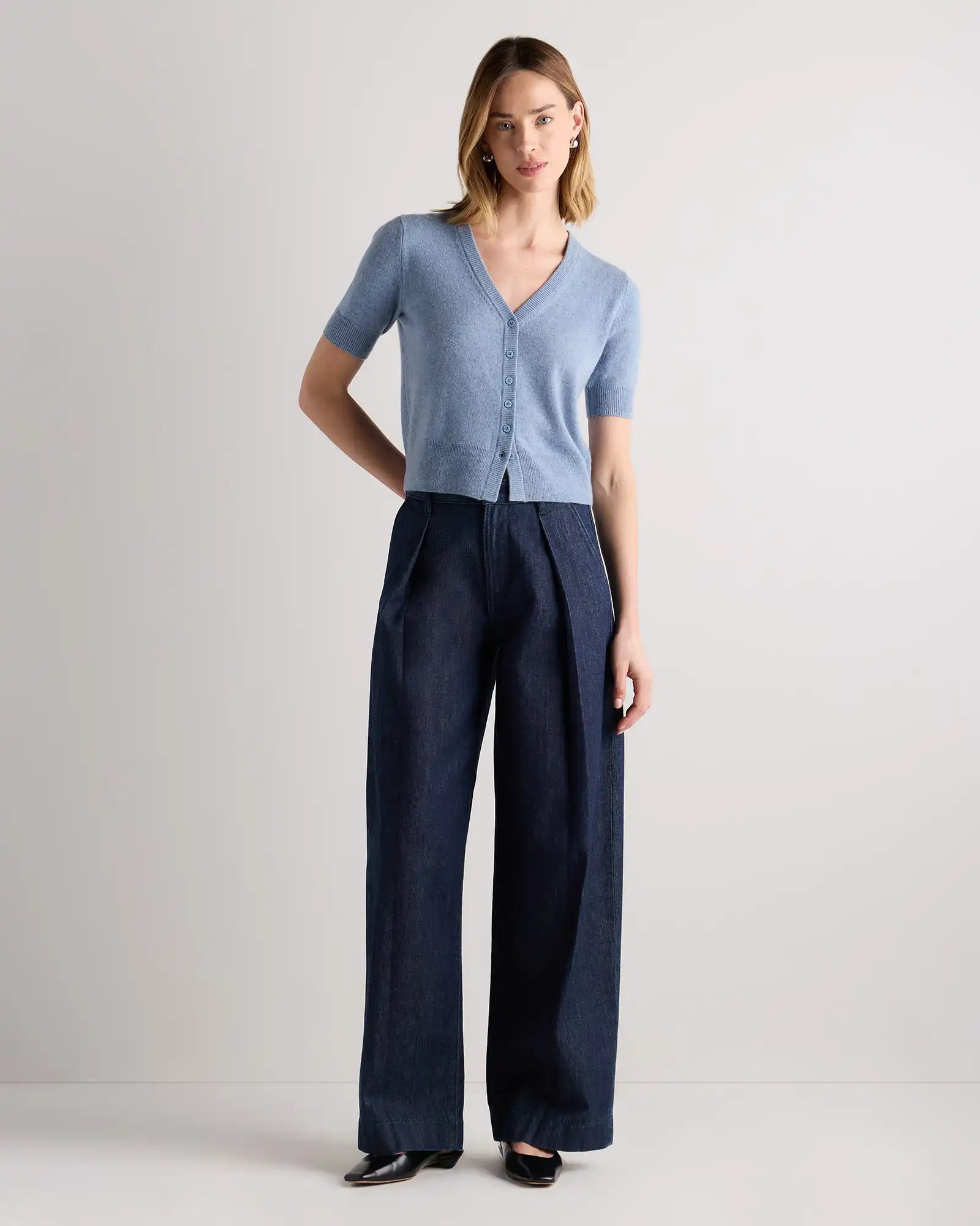Mongolian Cashmere Short Sleeve Cardigan