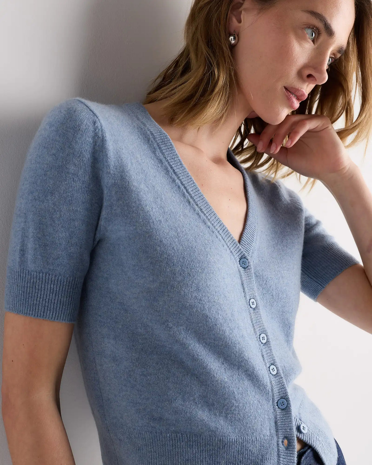 Mongolian Cashmere Short Sleeve Cardigan