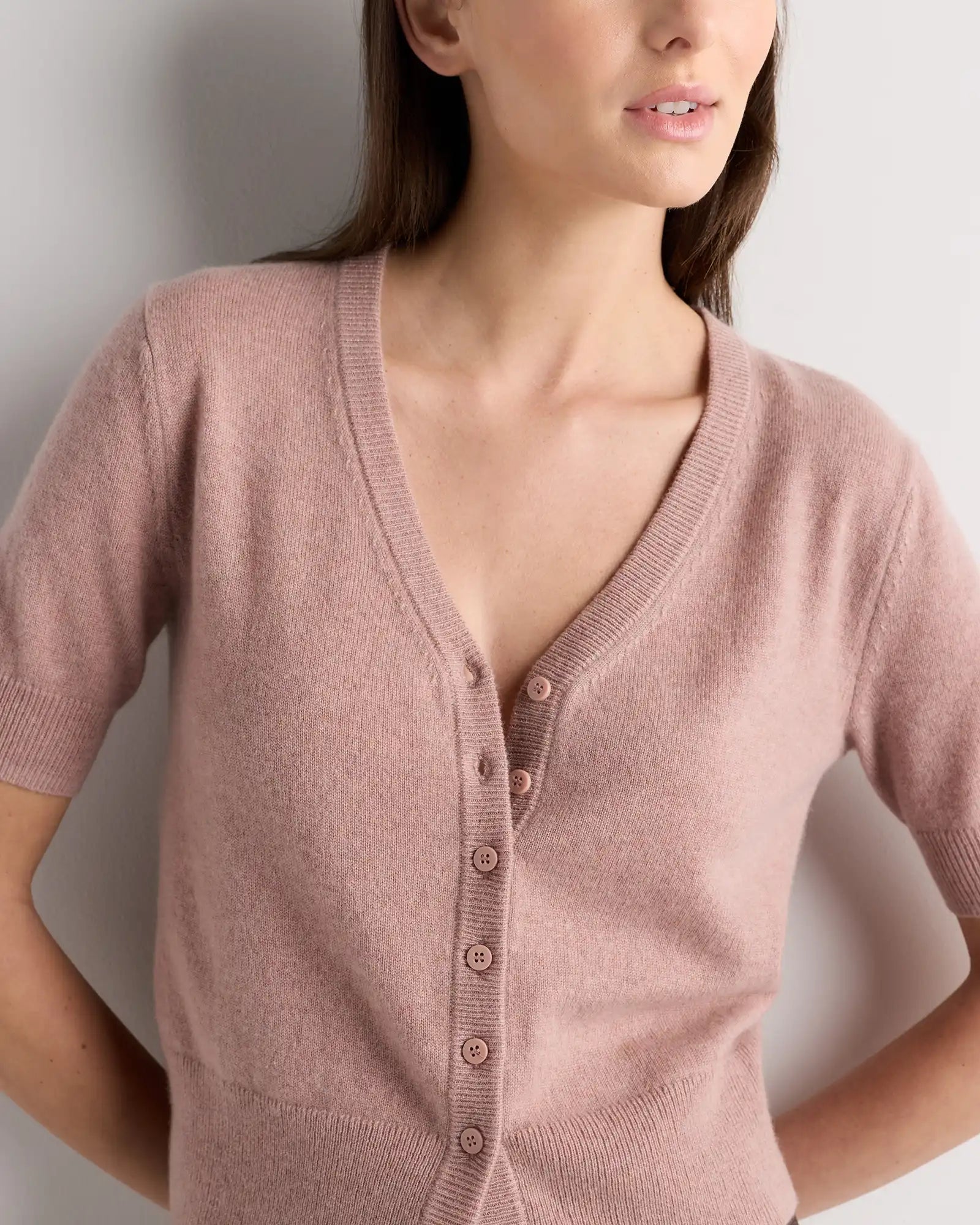 Mongolian Cashmere Short Sleeve Cardigan