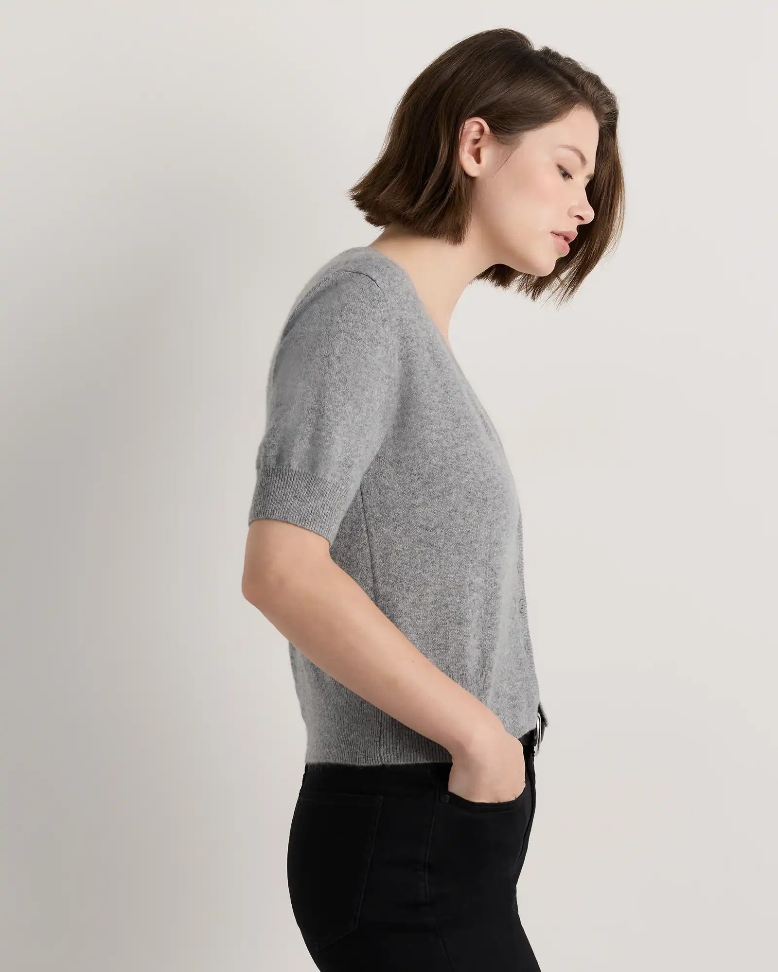 Mongolian Cashmere Short Sleeve Cardigan