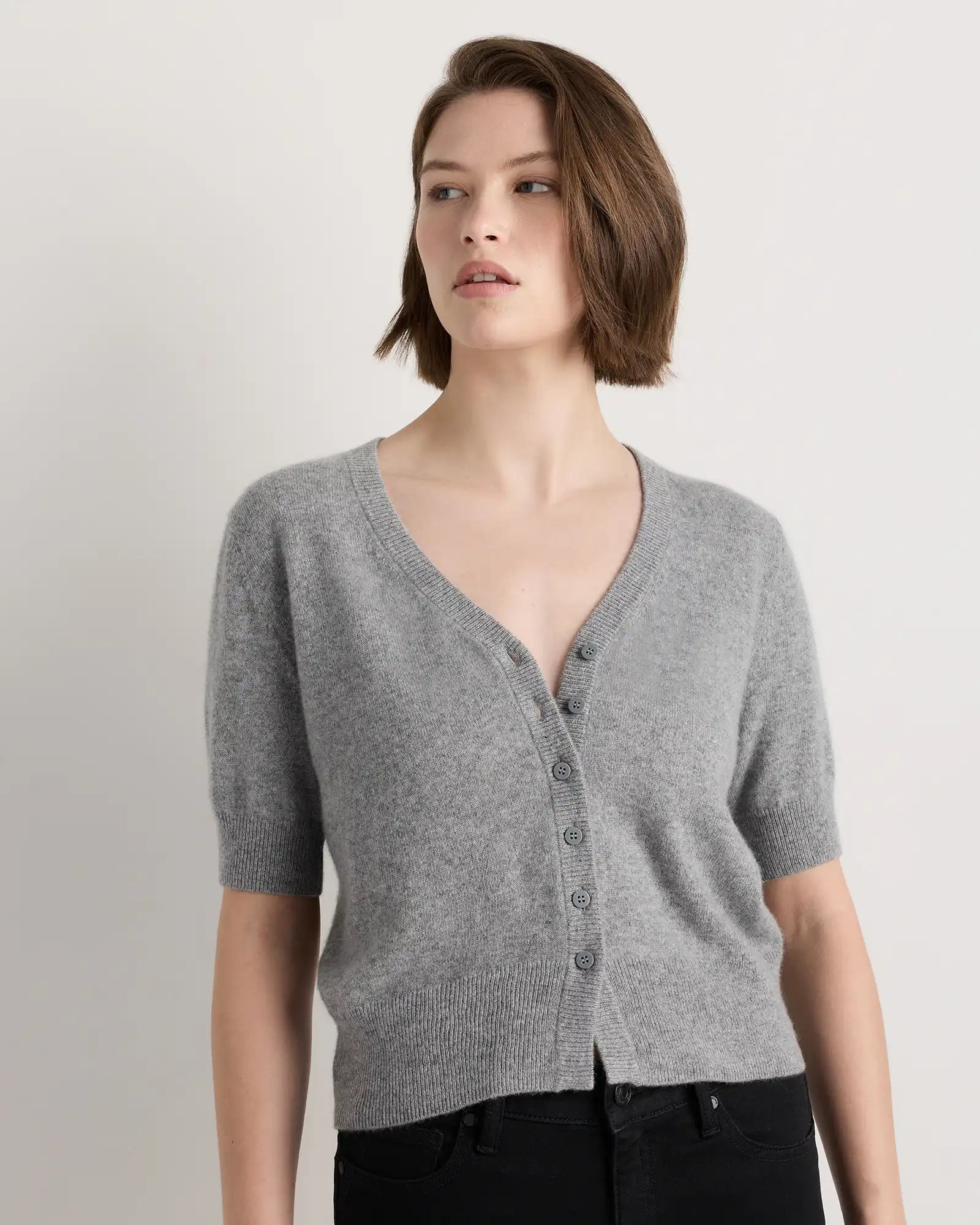 Mongolian Cashmere Short Sleeve Cardigan
