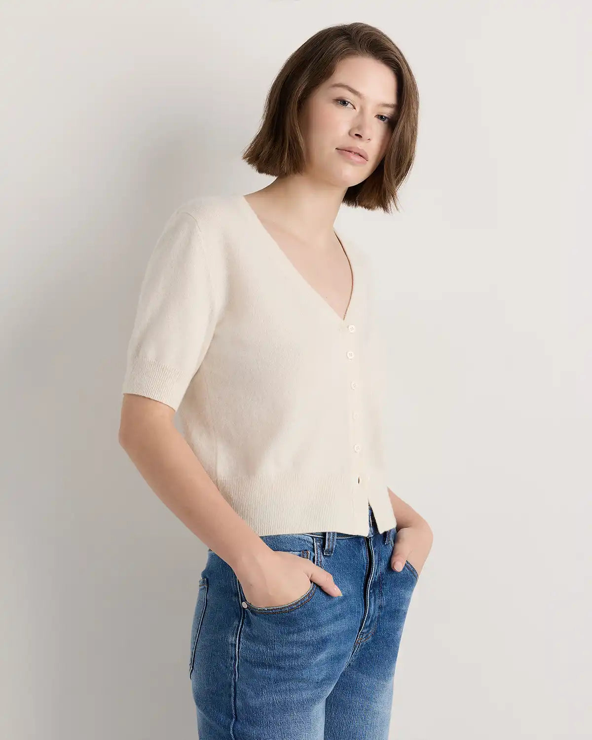 Mongolian Cashmere Short Sleeve Cardigan