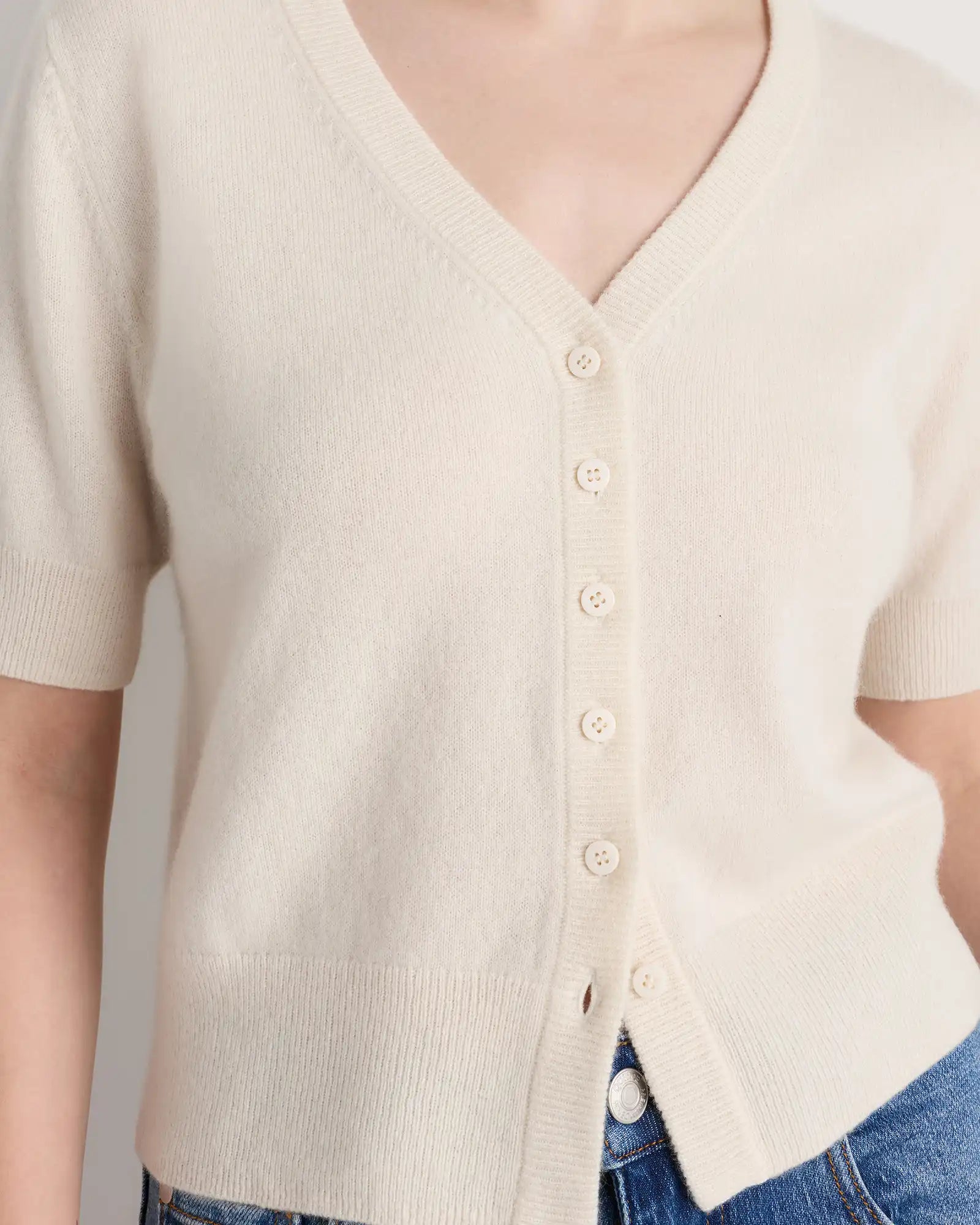 Mongolian Cashmere Short Sleeve Cardigan