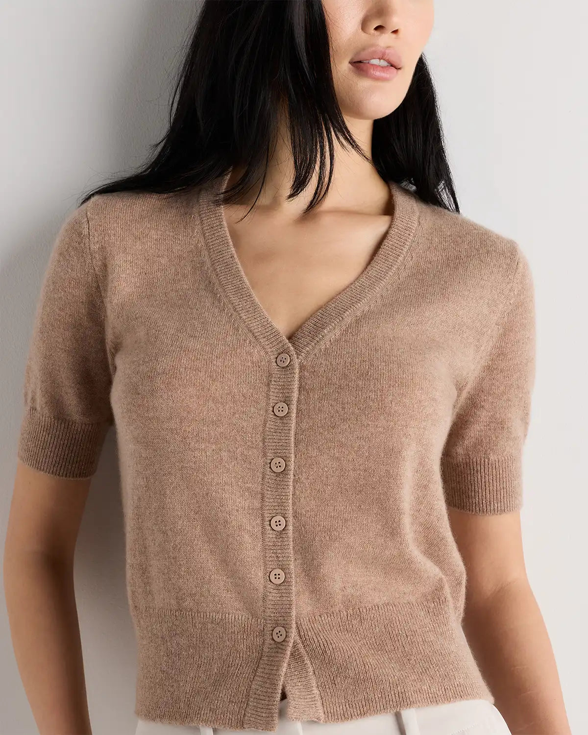 Mongolian Cashmere Short Sleeve Cardigan