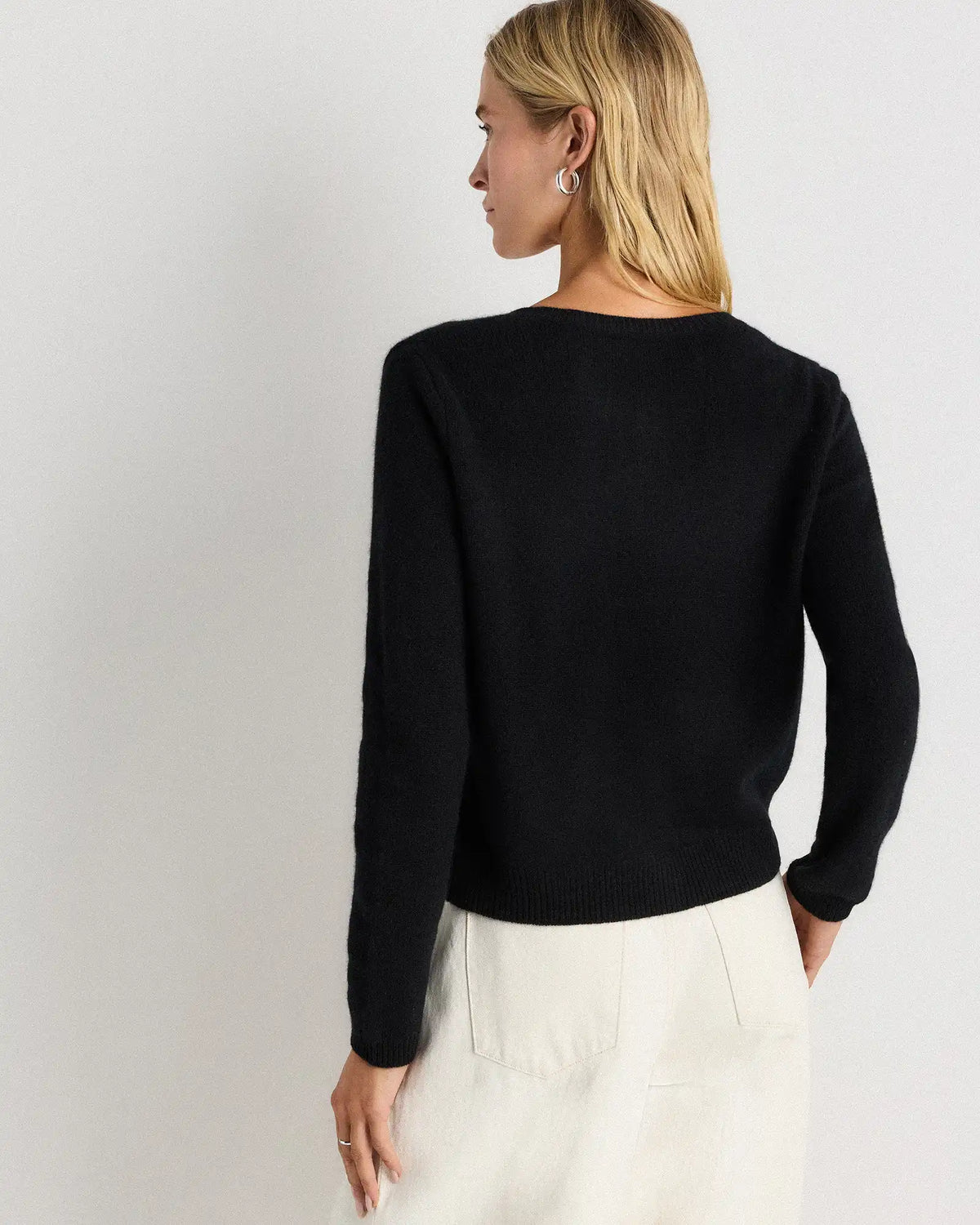 Mongolian Cashmere Cropped Crew Cardigan