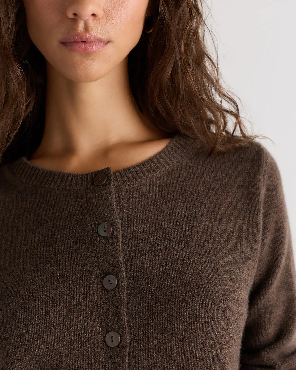 Mongolian Cashmere Cropped Crew Cardigan