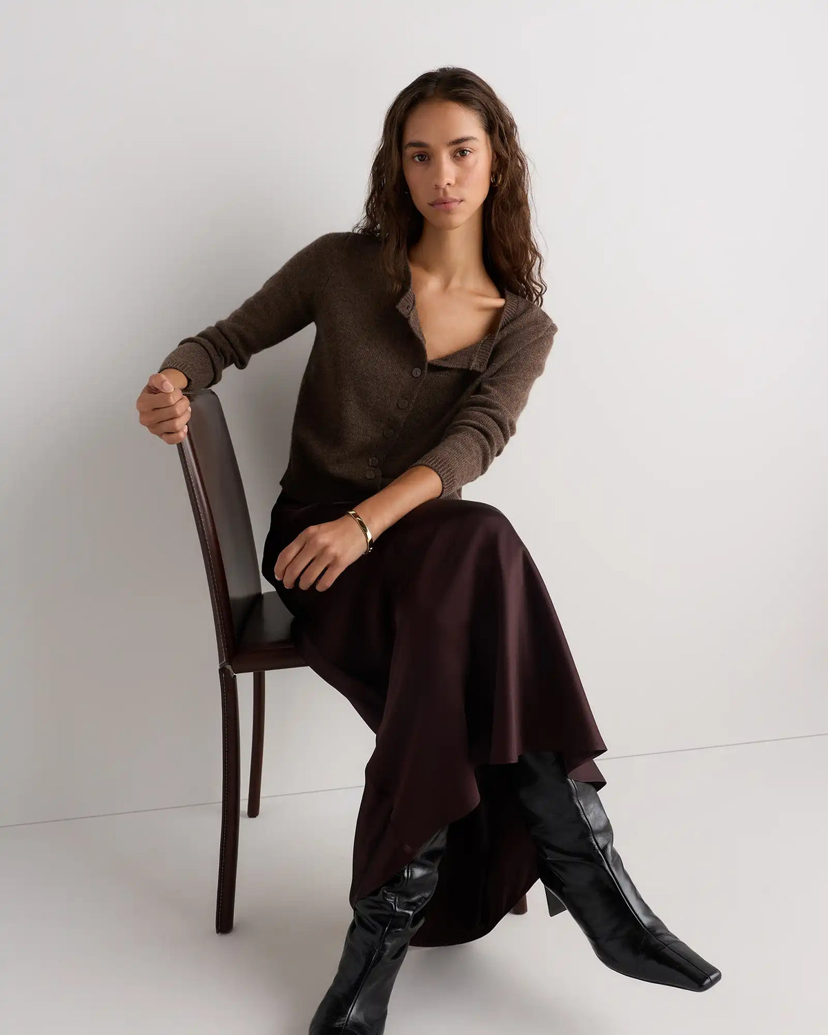 Mongolian Cashmere Cropped Crew Cardigan