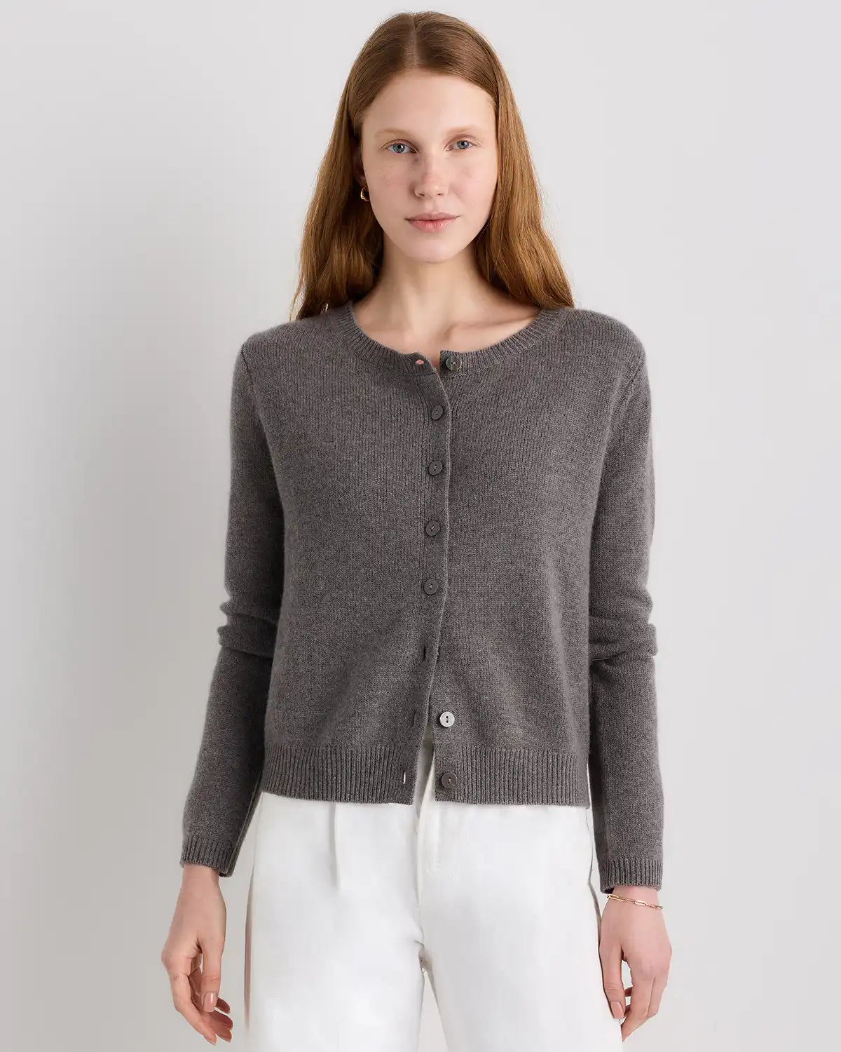 Mongolian Cashmere Cropped Crew Cardigan