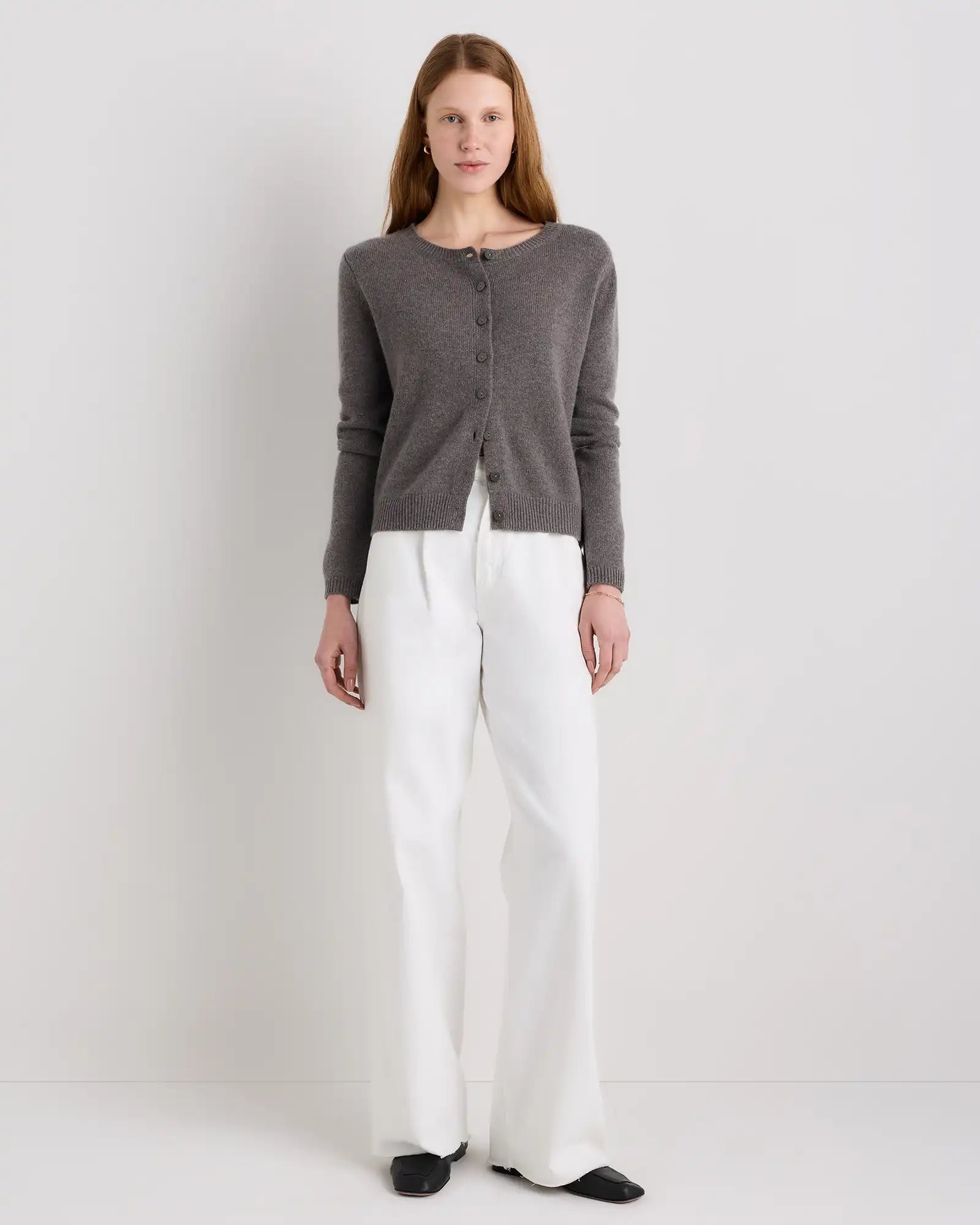 Mongolian Cashmere Cropped Crew Cardigan