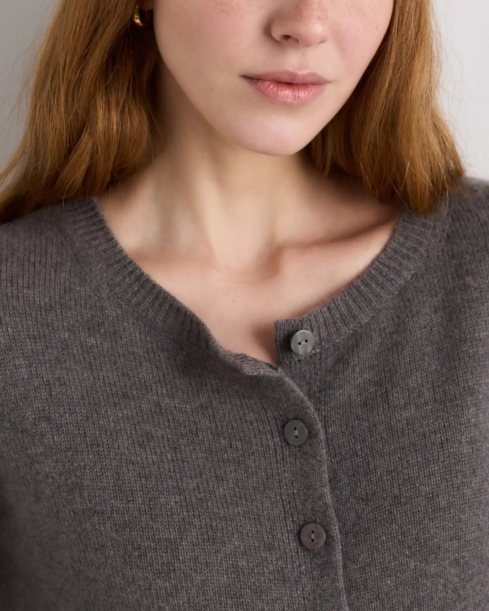 Mongolian Cashmere Cropped Crew Cardigan