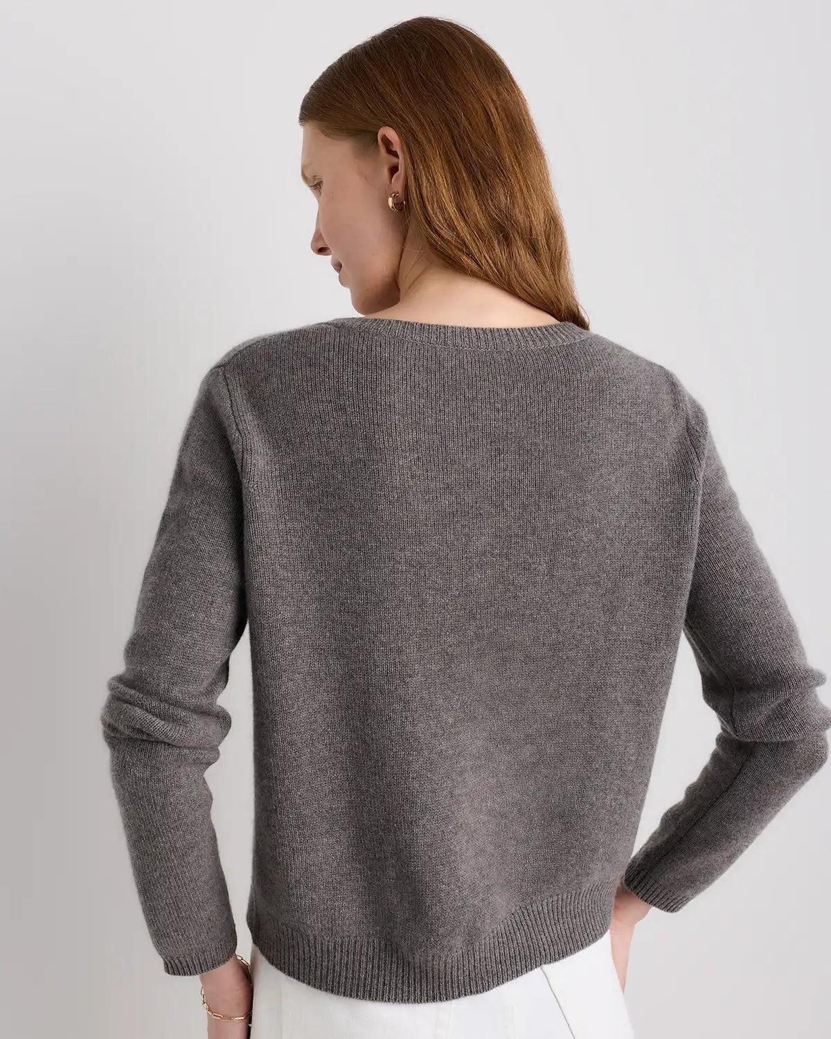 Mongolian Cashmere Cropped Crew Cardigan