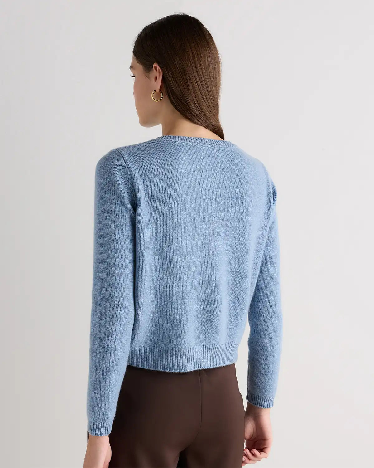Mongolian Cashmere Cropped Crew Cardigan