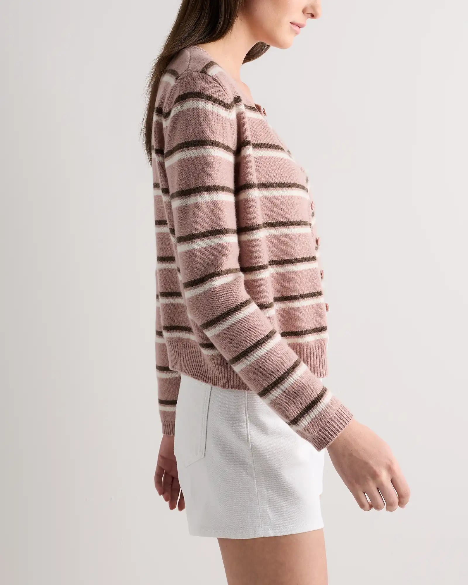 Mongolian Cashmere Cropped Crew Cardigan