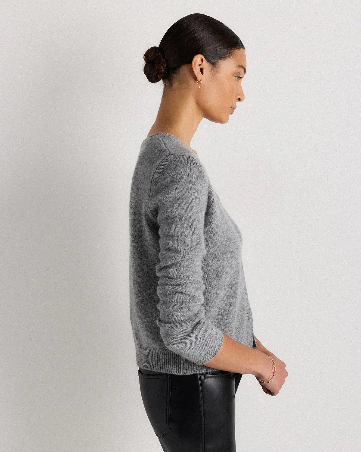 Mongolian Cashmere Cropped Crew Cardigan