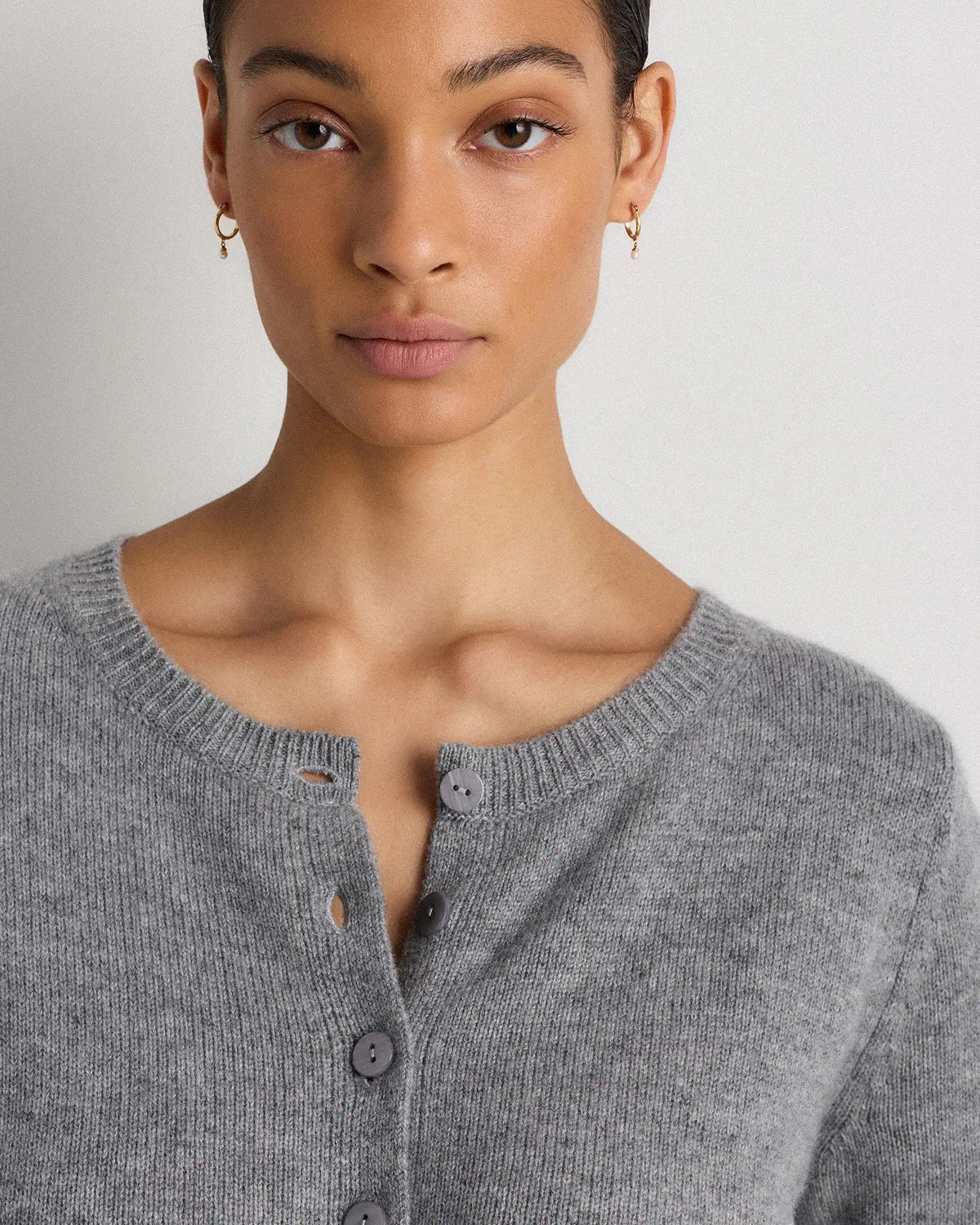 Mongolian Cashmere Cropped Crew Cardigan