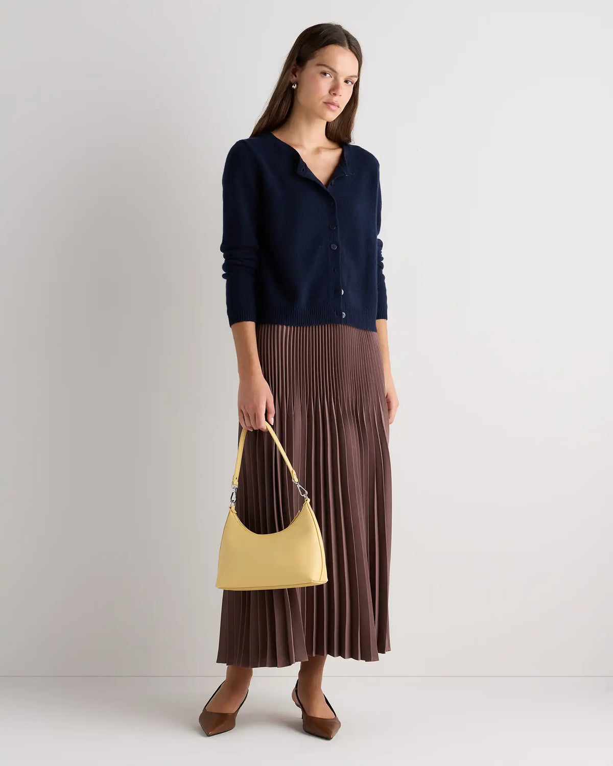 Mongolian Cashmere Cropped Crew Cardigan