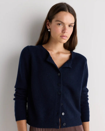 Mongolian Cashmere Cropped Crew Cardigan