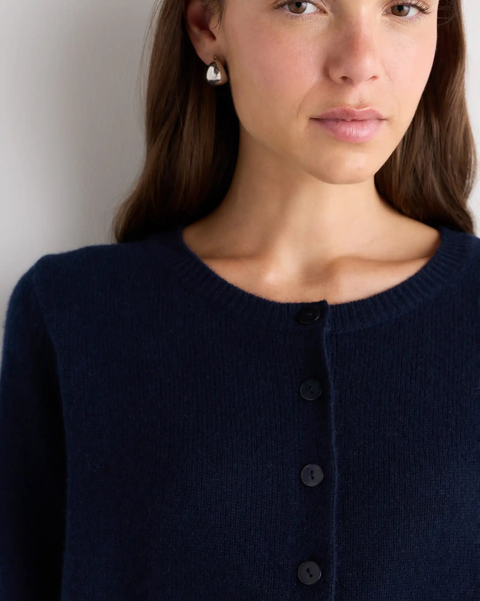 Mongolian Cashmere Cropped Crew Cardigan