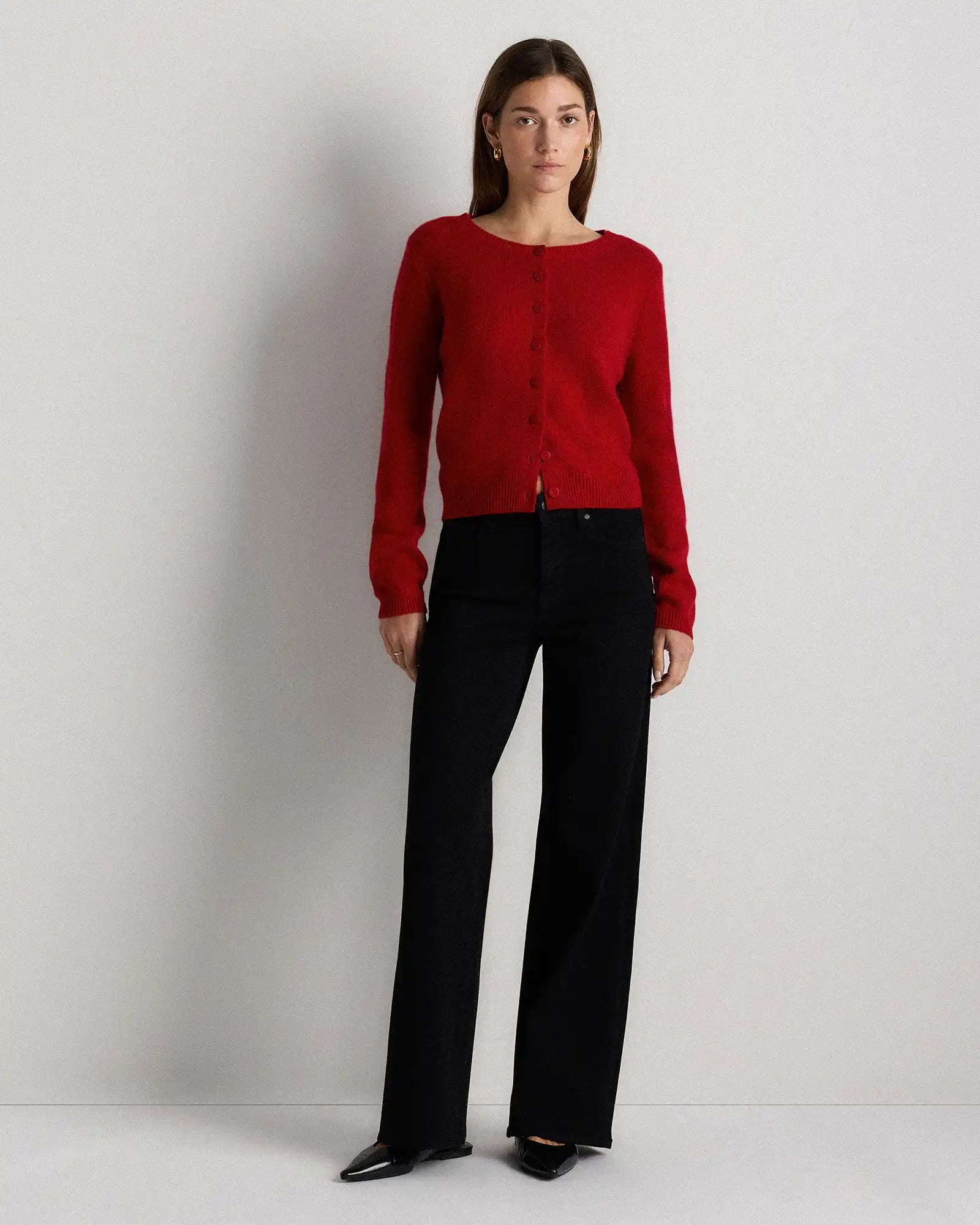 Mongolian Cashmere Cropped Crew Cardigan
