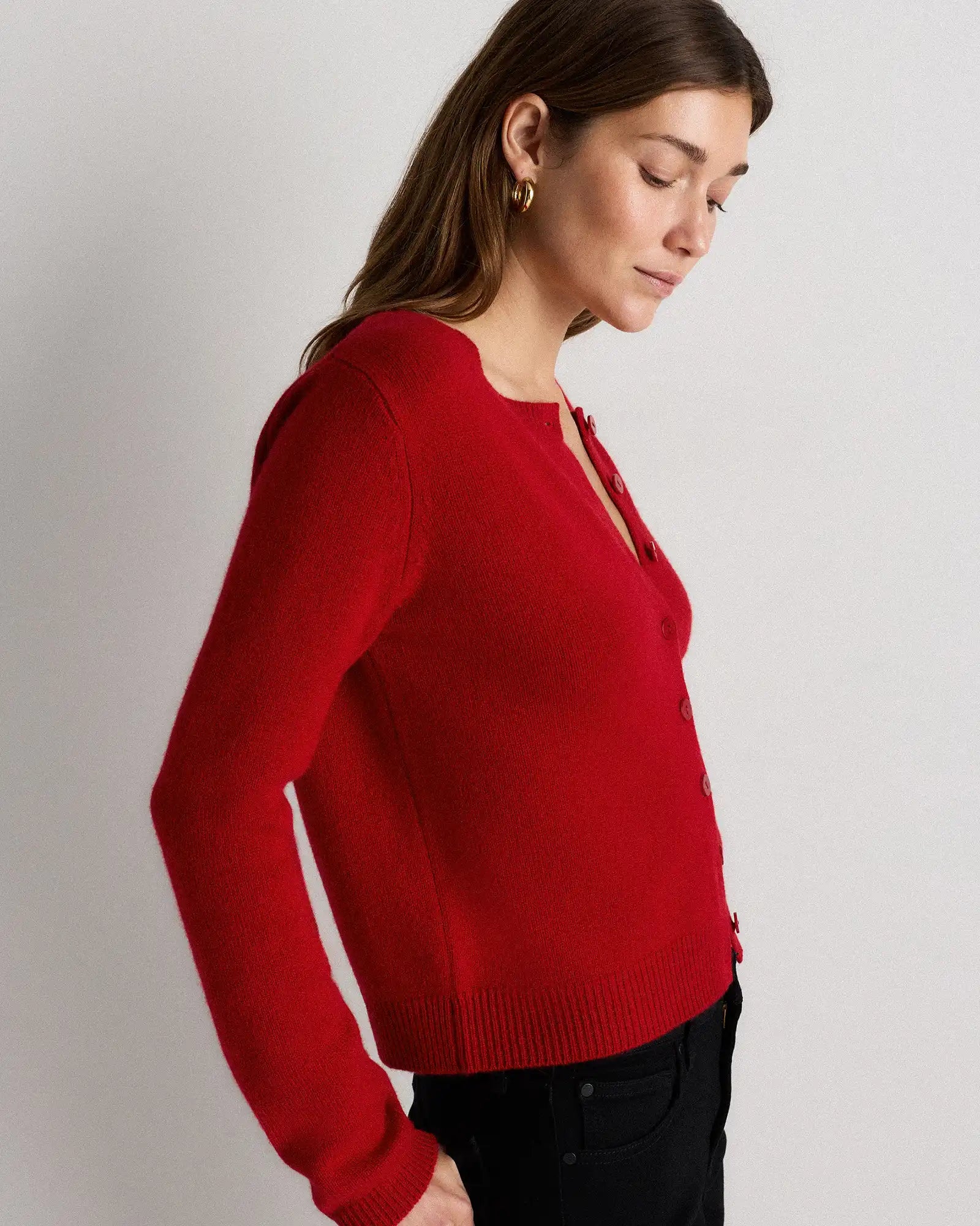 Mongolian Cashmere Cropped Crew Cardigan