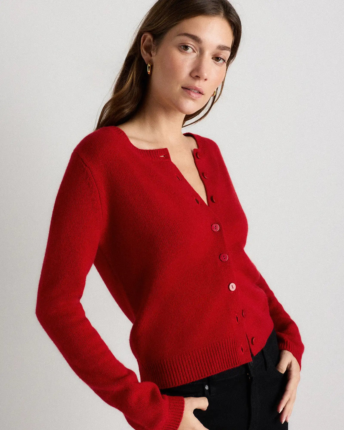 Mongolian Cashmere Cropped Crew Cardigan
