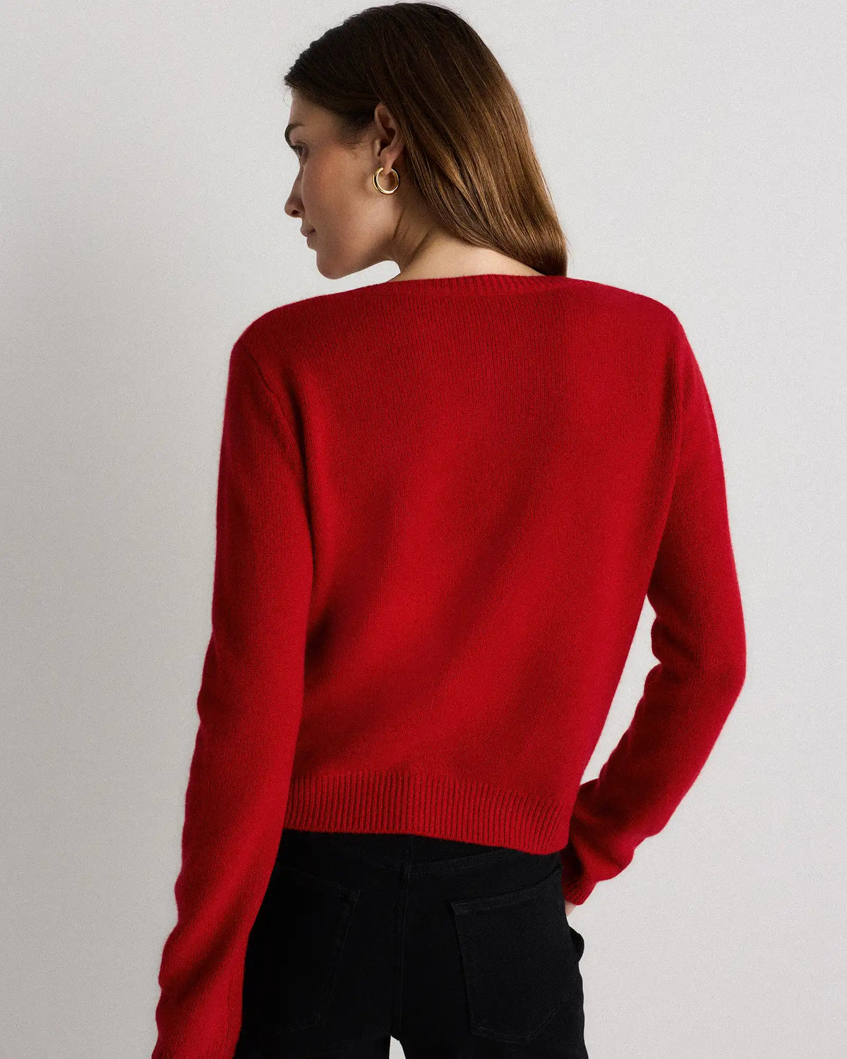 Mongolian Cashmere Cropped Crew Cardigan