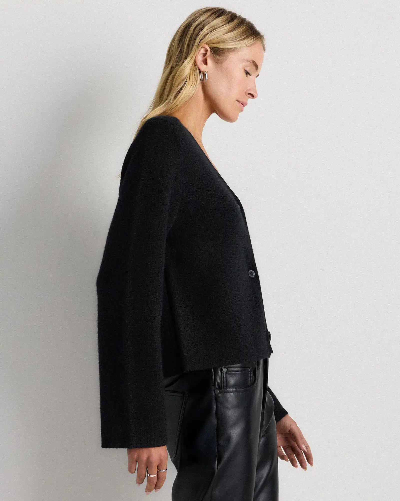 Mongolian Cashmere Structured V-Neck Cardigan