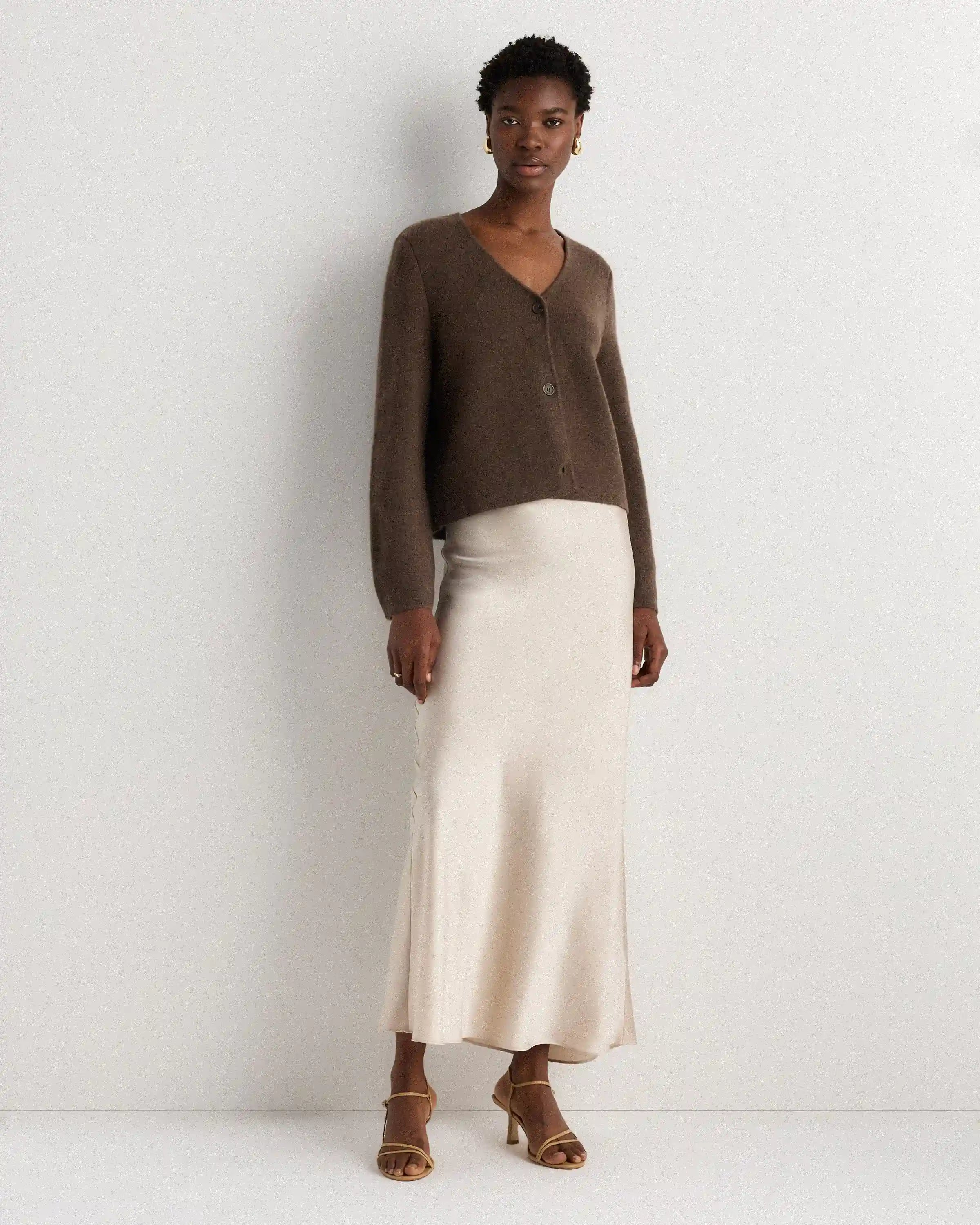 Mongolian Cashmere Structured V-Neck Cardigan