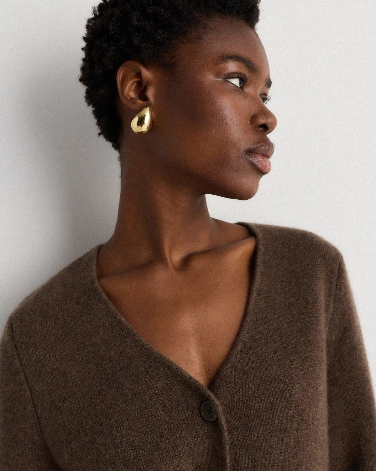 Mongolian Cashmere Structured V-Neck Cardigan