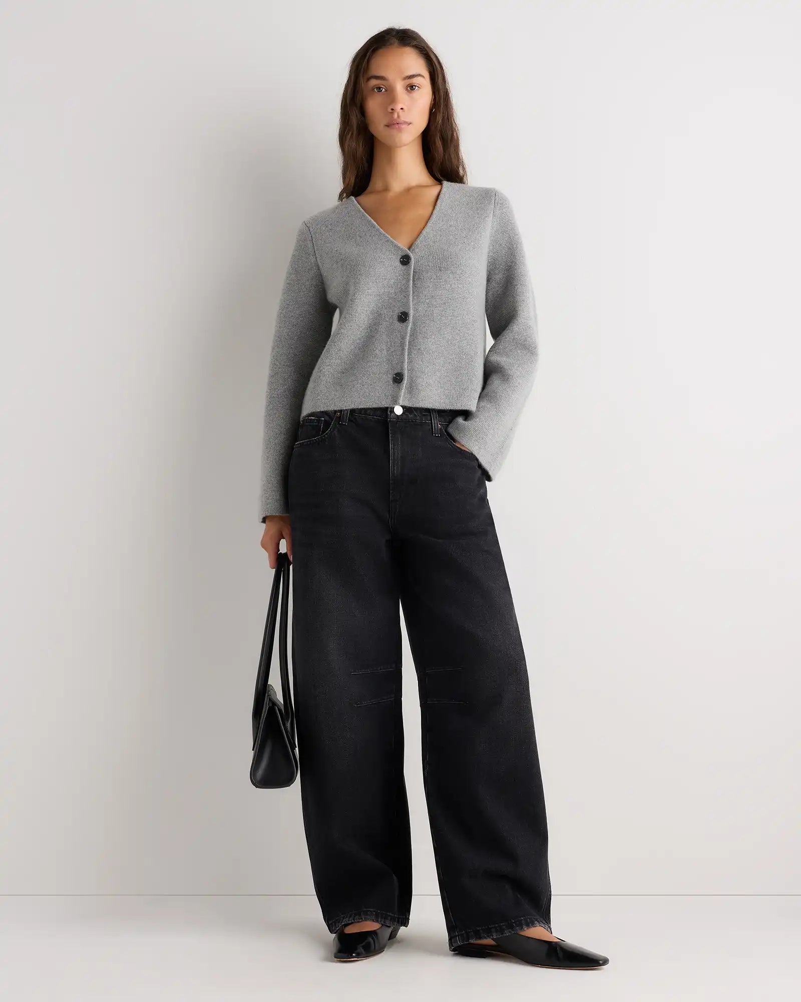 Mongolian Cashmere Structured V-Neck Cardigan
