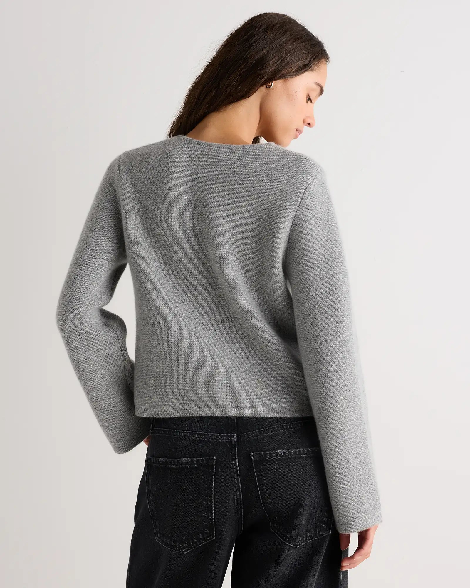 Mongolian Cashmere Structured V-Neck Cardigan