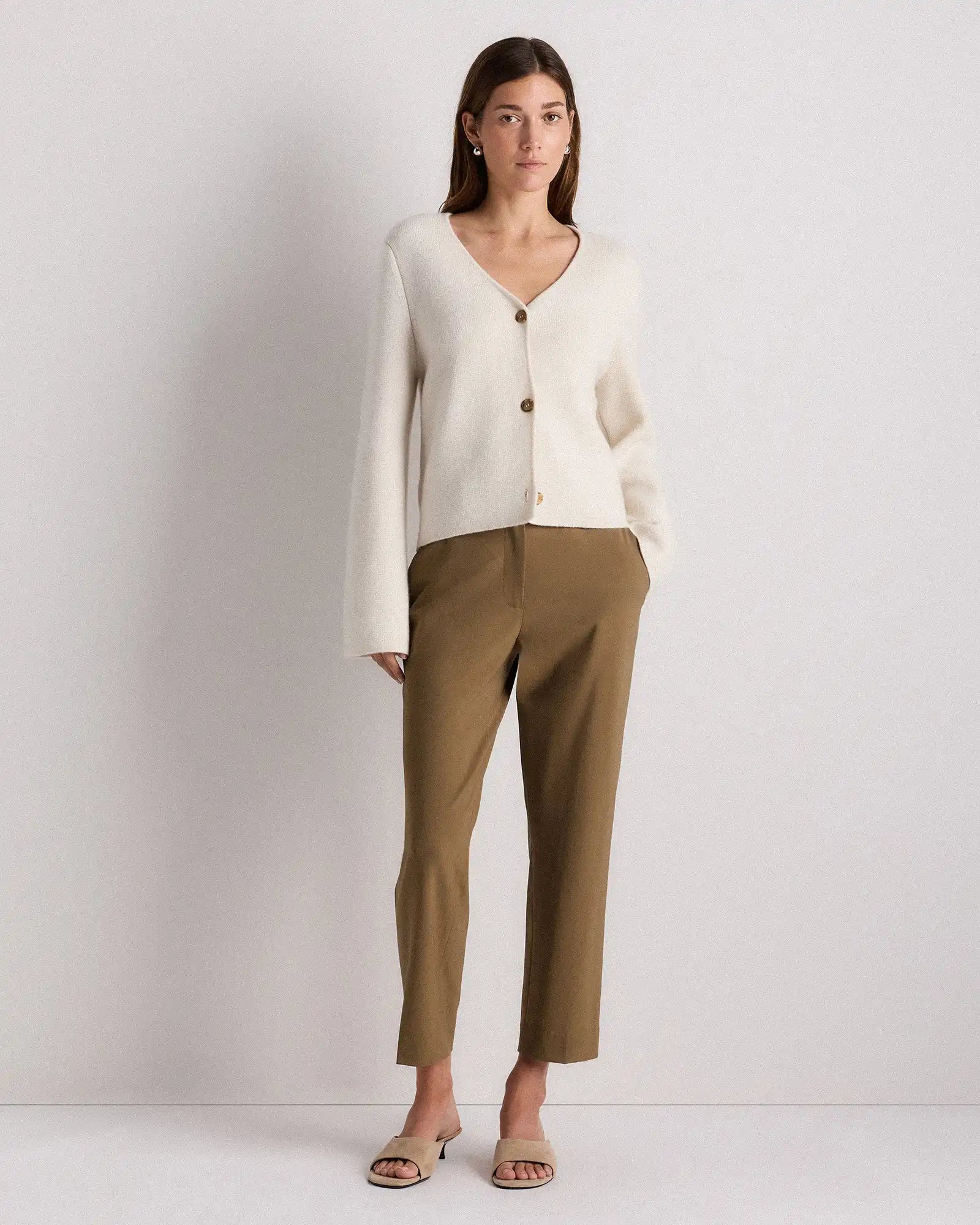Mongolian Cashmere Structured V-Neck Cardigan