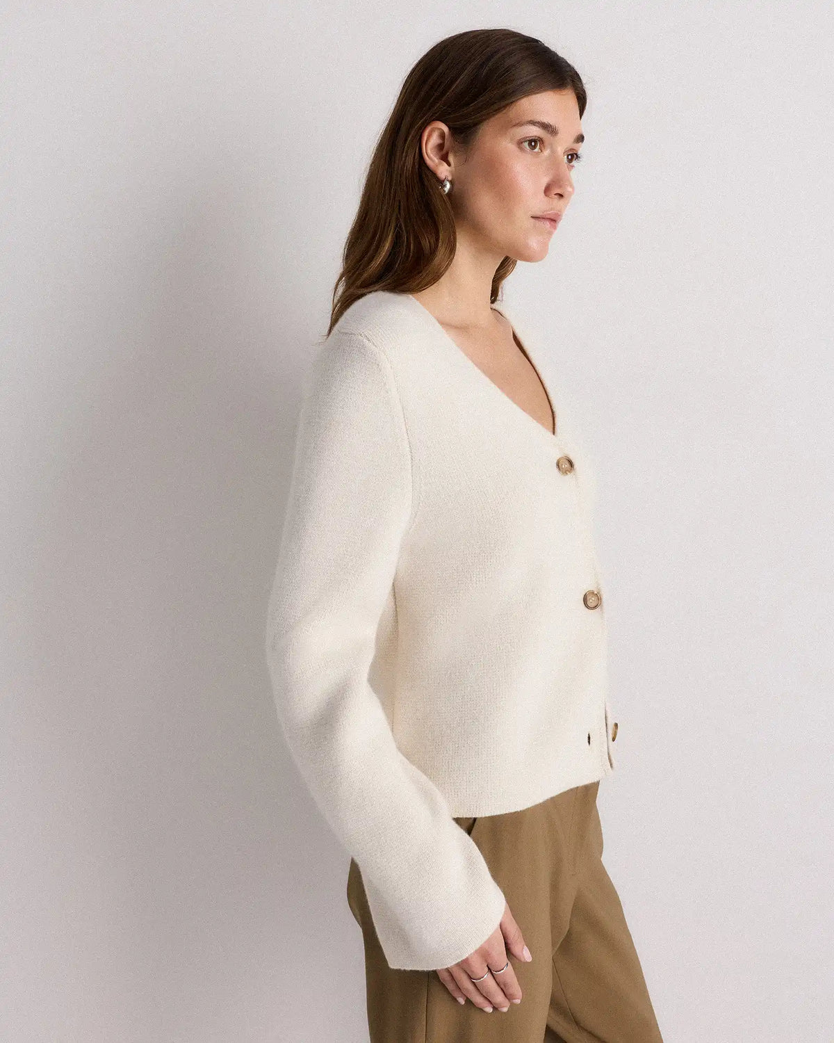 Mongolian Cashmere Structured V-Neck Cardigan