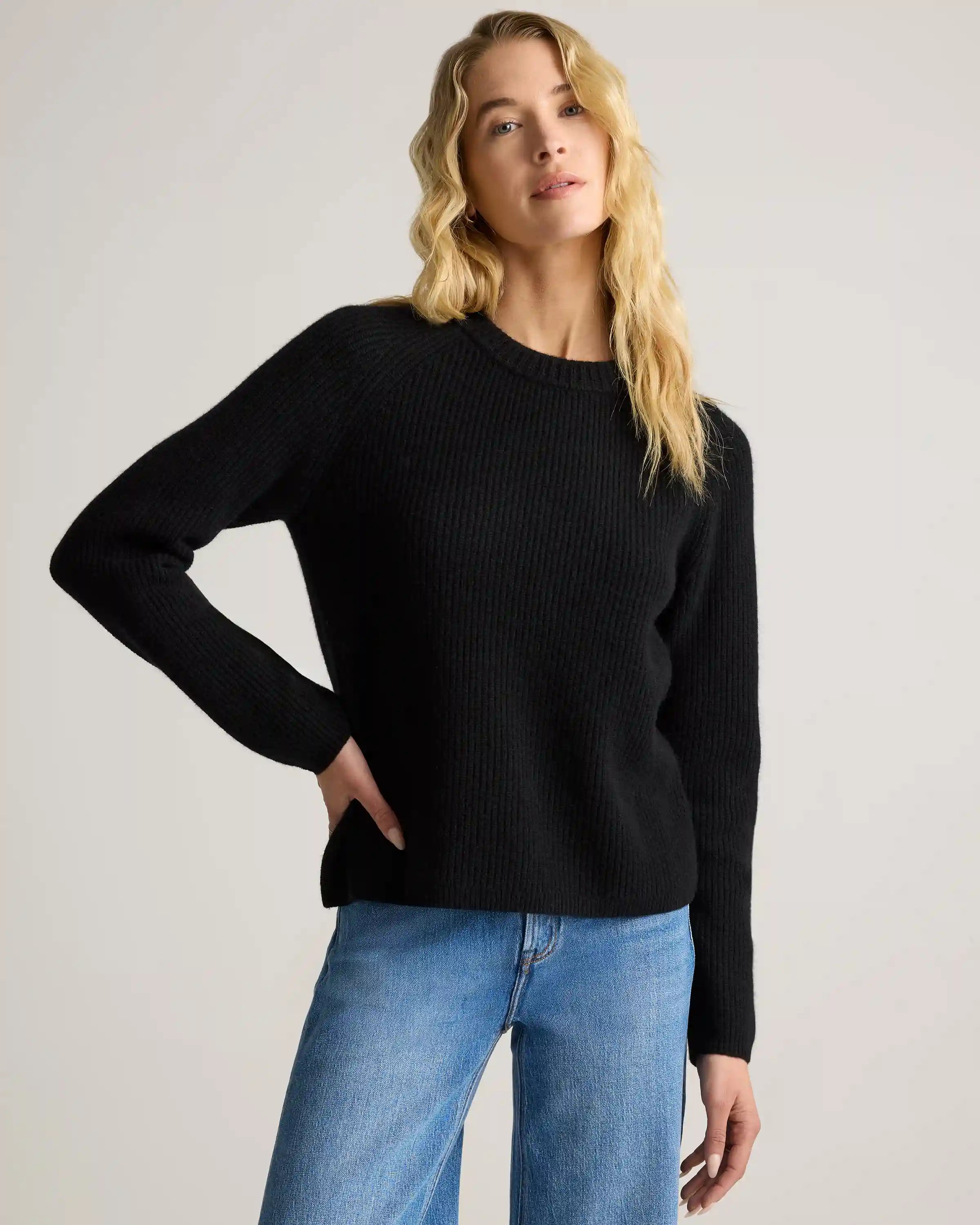 Mongolian Cashmere Fisherman Crewneck Sweater