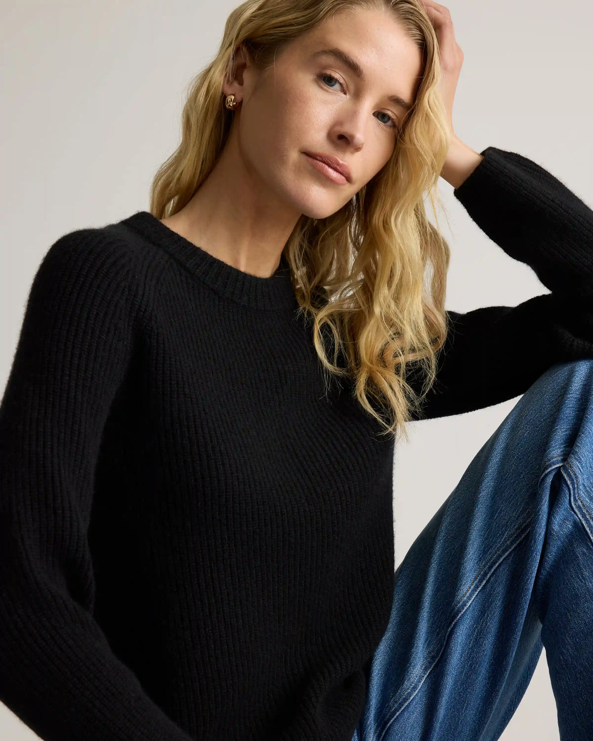 Mongolian Cashmere Fisherman Crewneck Sweater