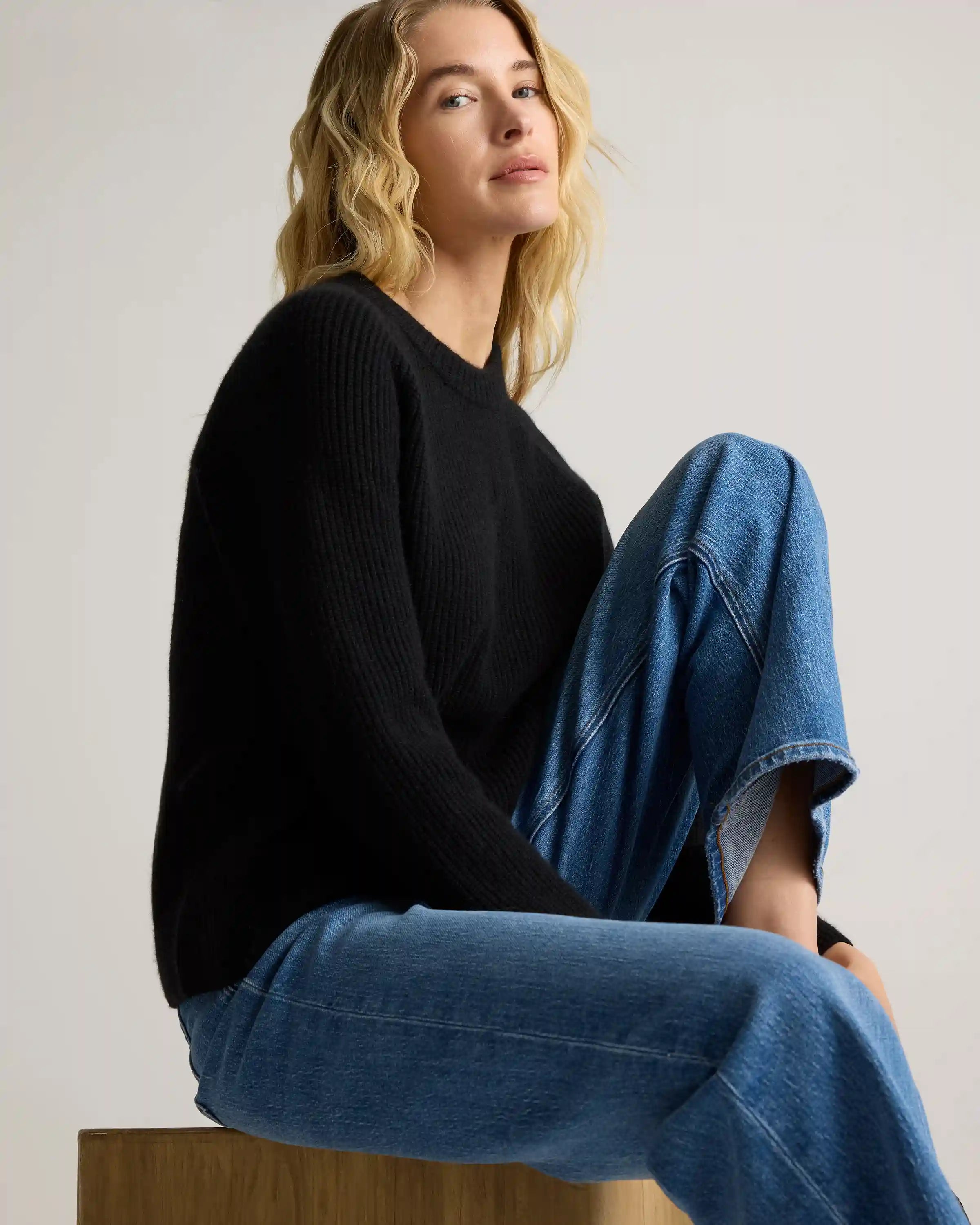 Mongolian Cashmere Fisherman Crewneck Sweater